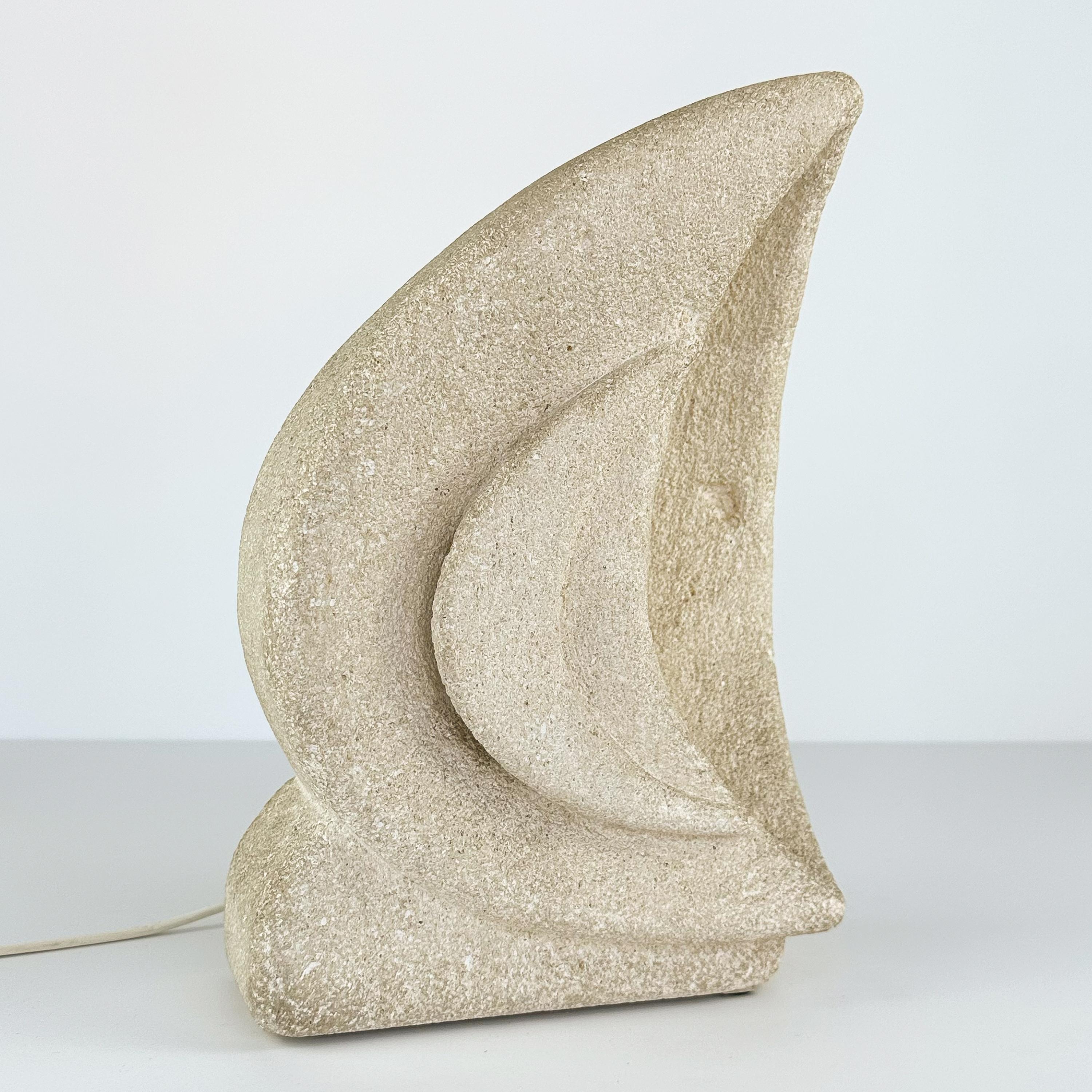 Late 20th Century Albert Tormos Carved Limestone Table Lamp 