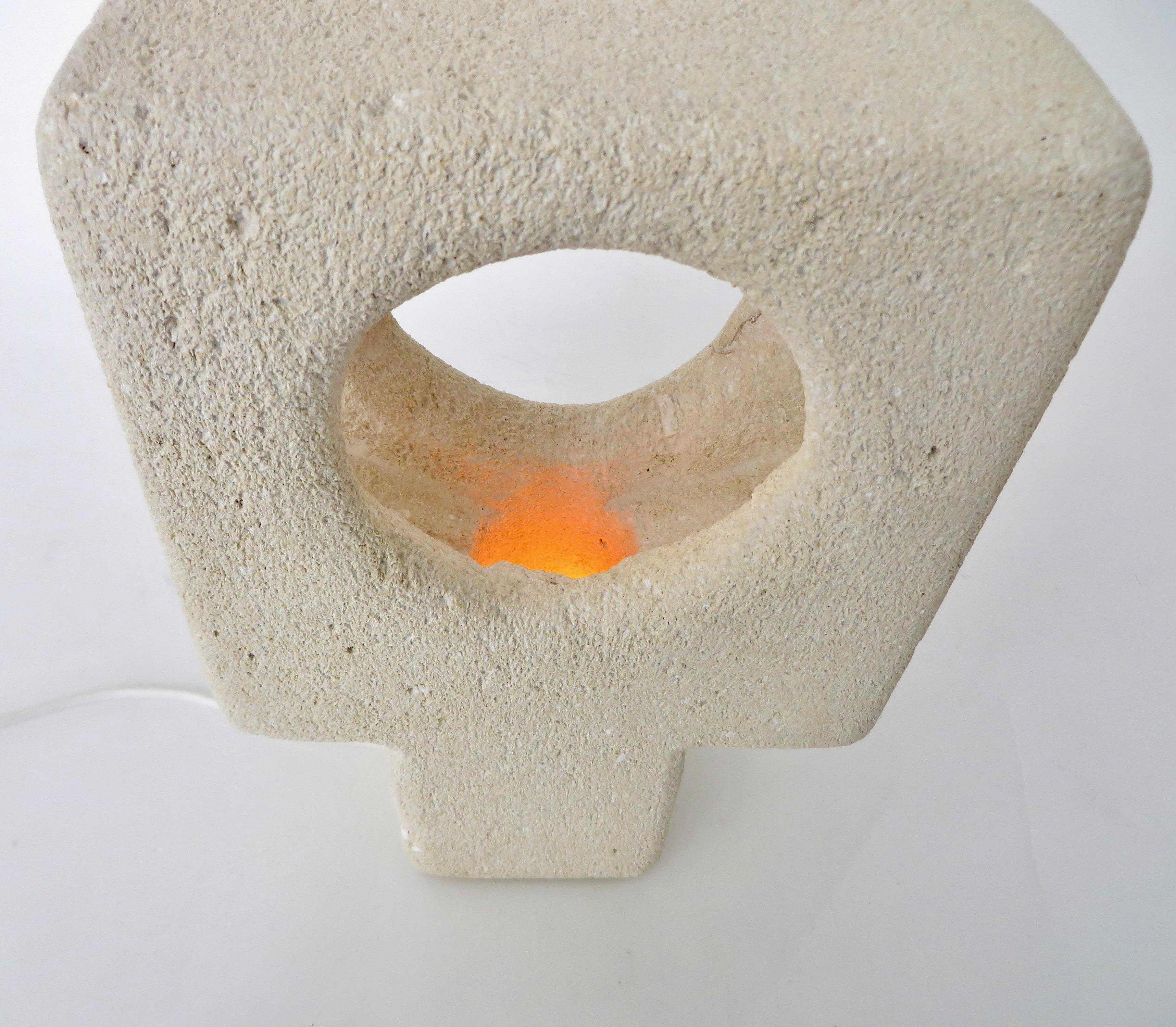 Albert Tormos Carved Sculptural French Limestone Table Lamp 5