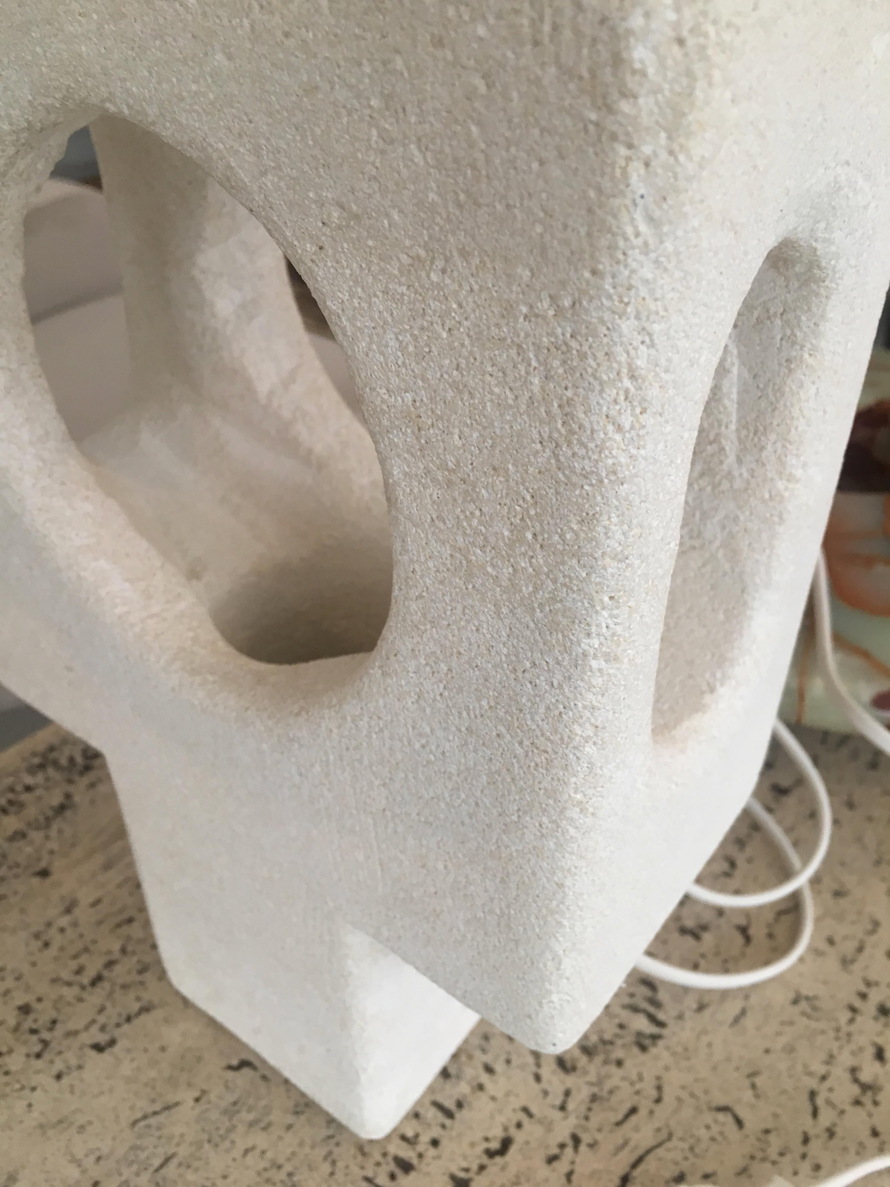 Albert Tormos Carved Sculptural French Limestone Table Lamp 8