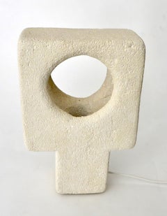 Albert Tormos Carved Sculptural French Limestone Table Lamp