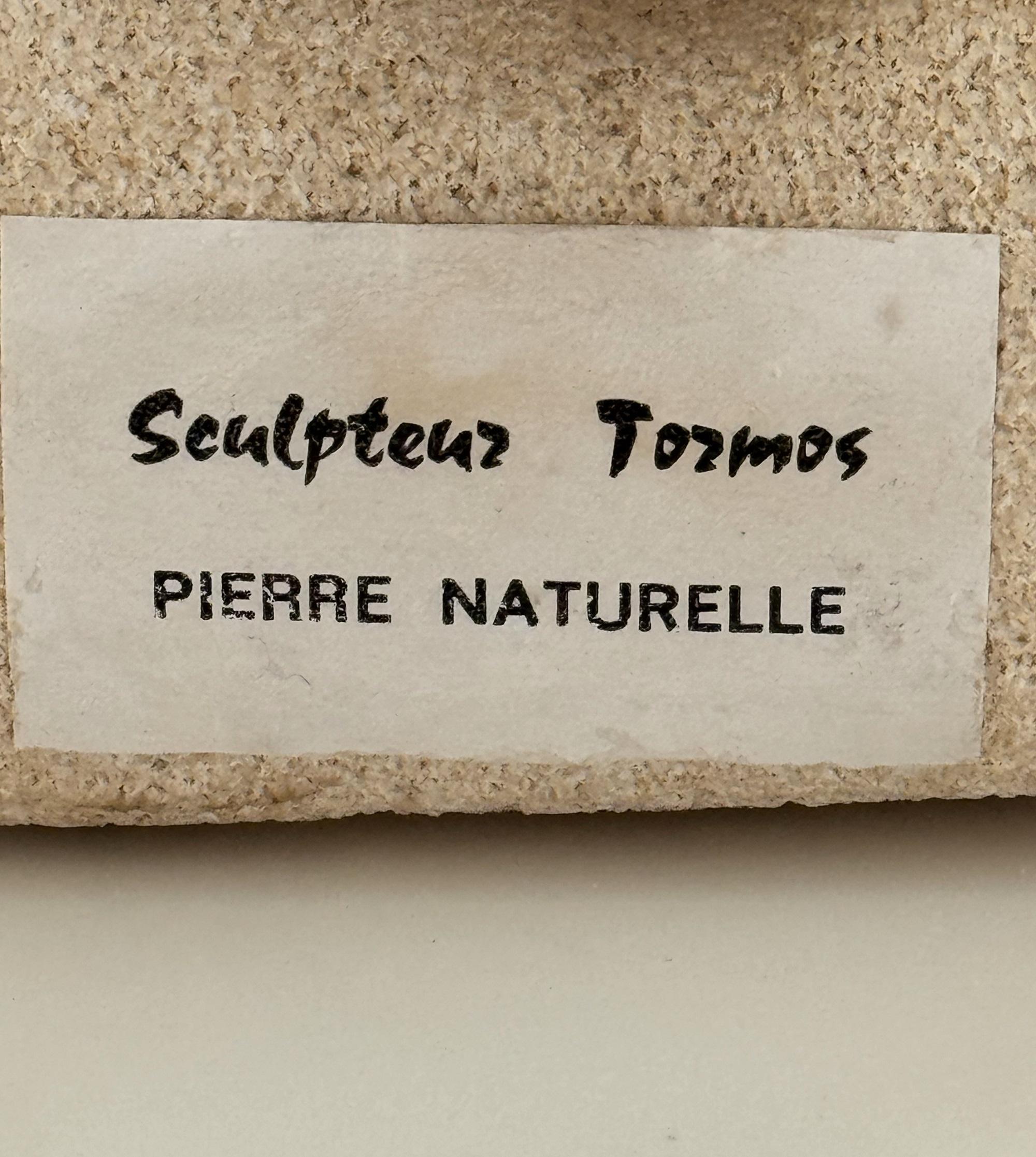 Albert Tormos hand-carved organic Table Lamp in Limestone, 1960 For Sale 6