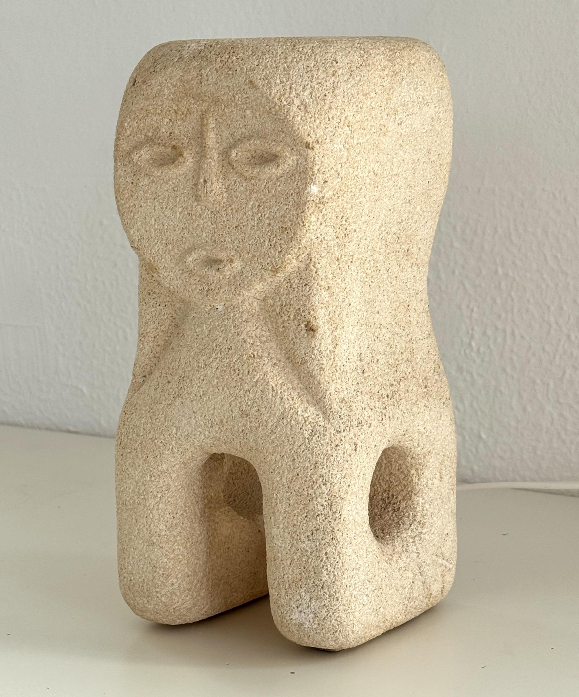 Mid-Century Modern Albert Tormos hand-carved organic Table Lamp in Limestone, 1960 For Sale