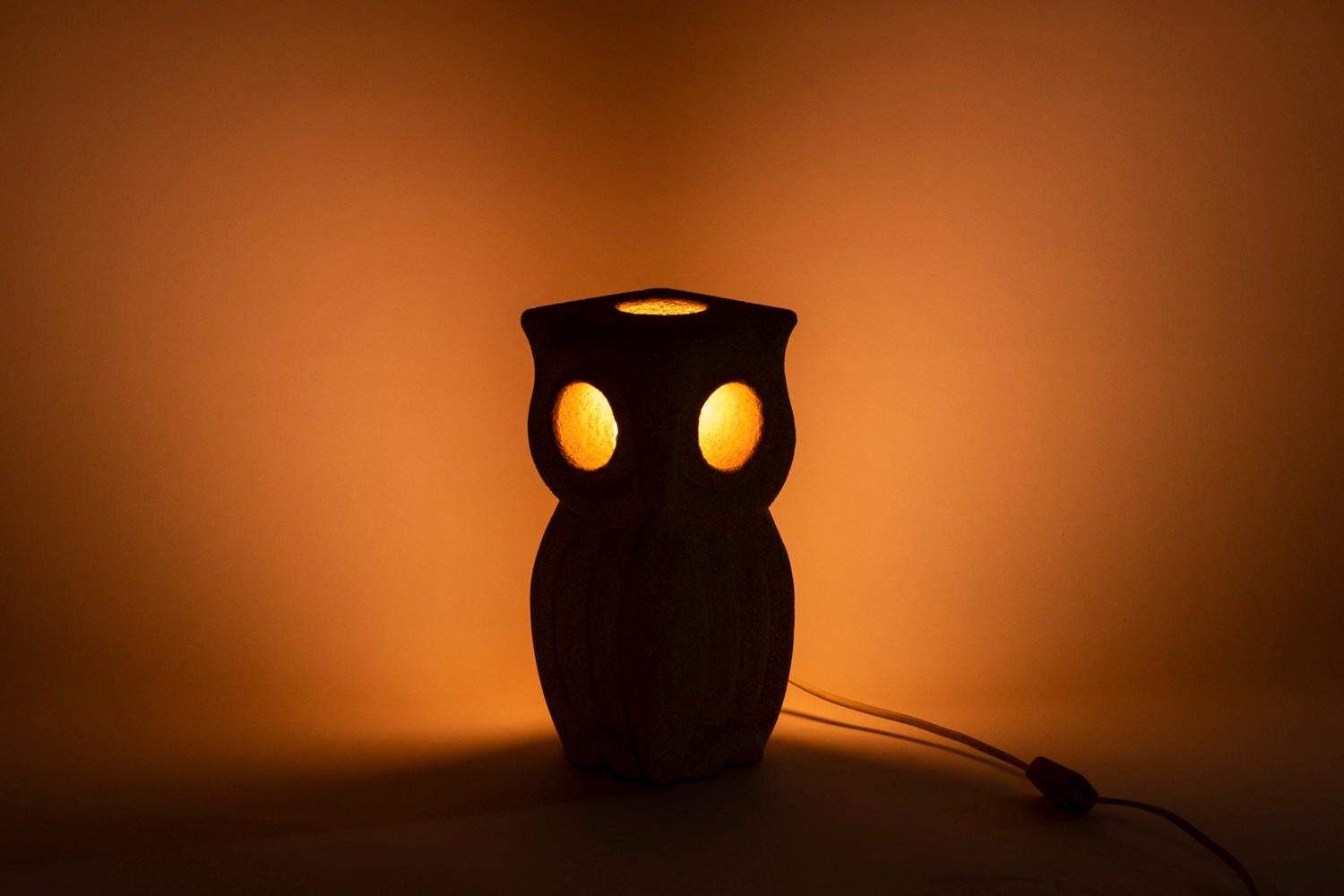 Albert Tormos, Lamp “Owl” in Natural Stone, 1960s 1