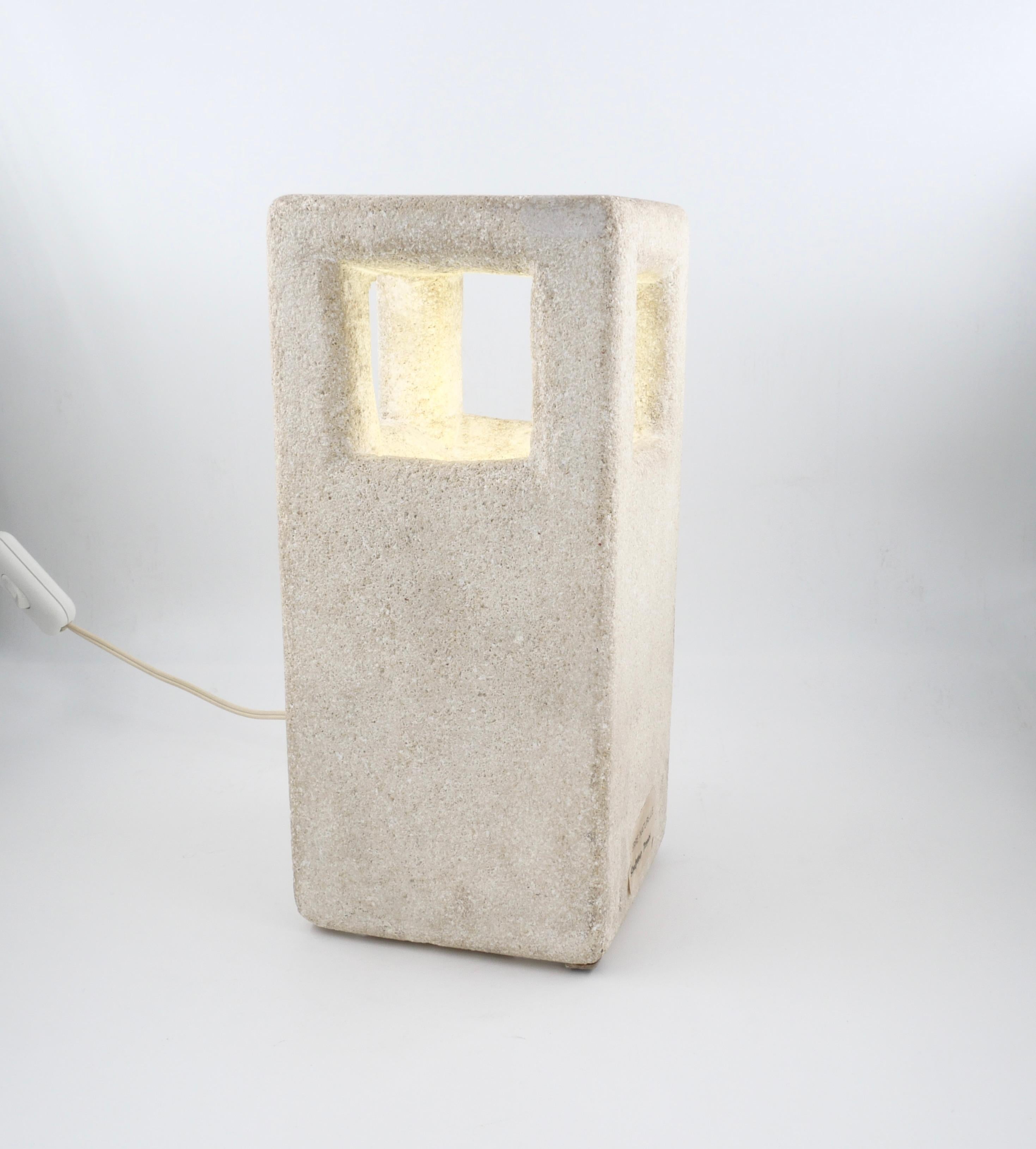 Mid-Century Modern Albert Tormos Stone Lamp Sculpture Hand-Carved Luberon Stone, Saint Tropez 1970