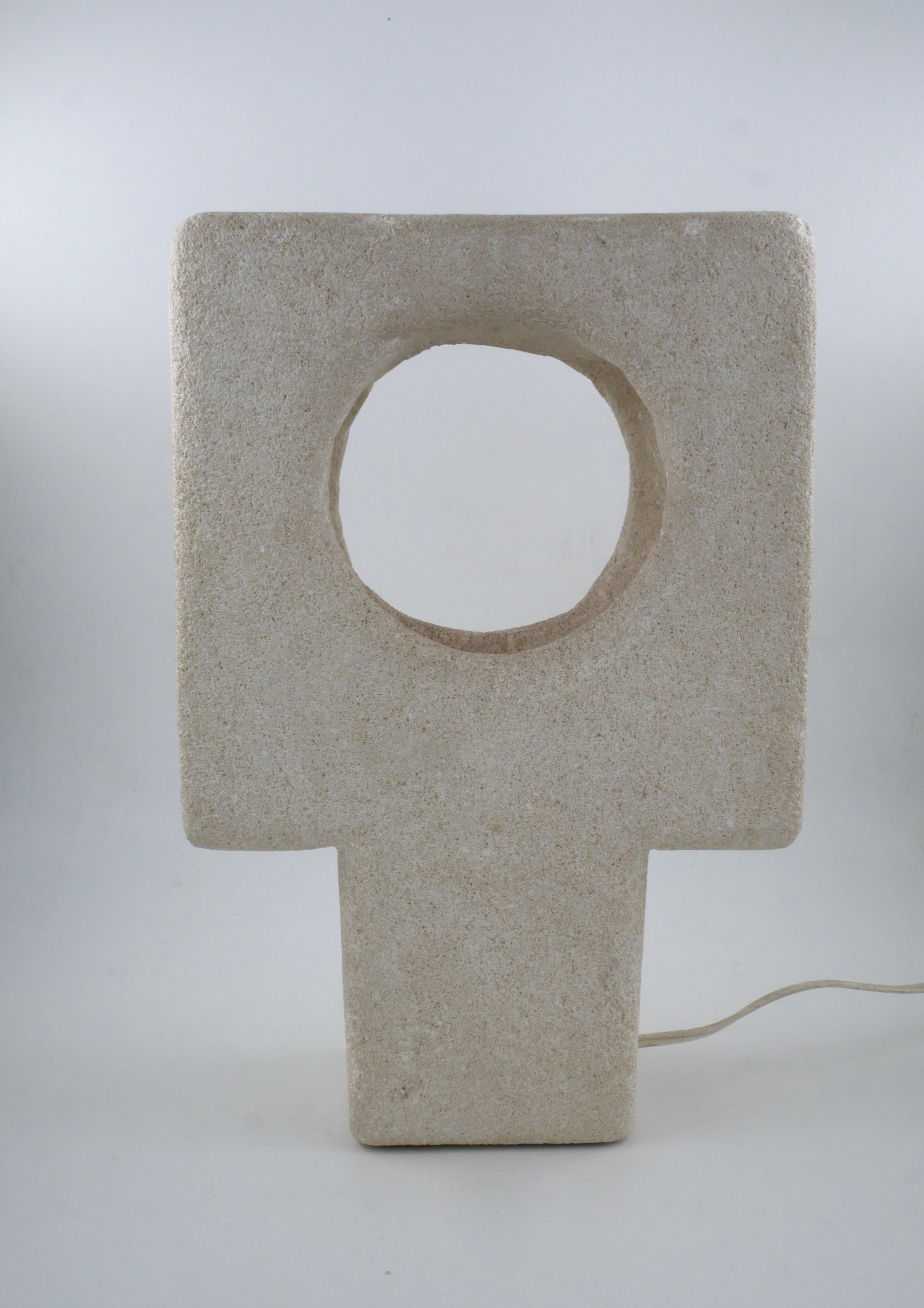 European Albert Tormos Stone Lamp Sculpture Hand-Carved Luberon Stone, Saint Tropez, 1970