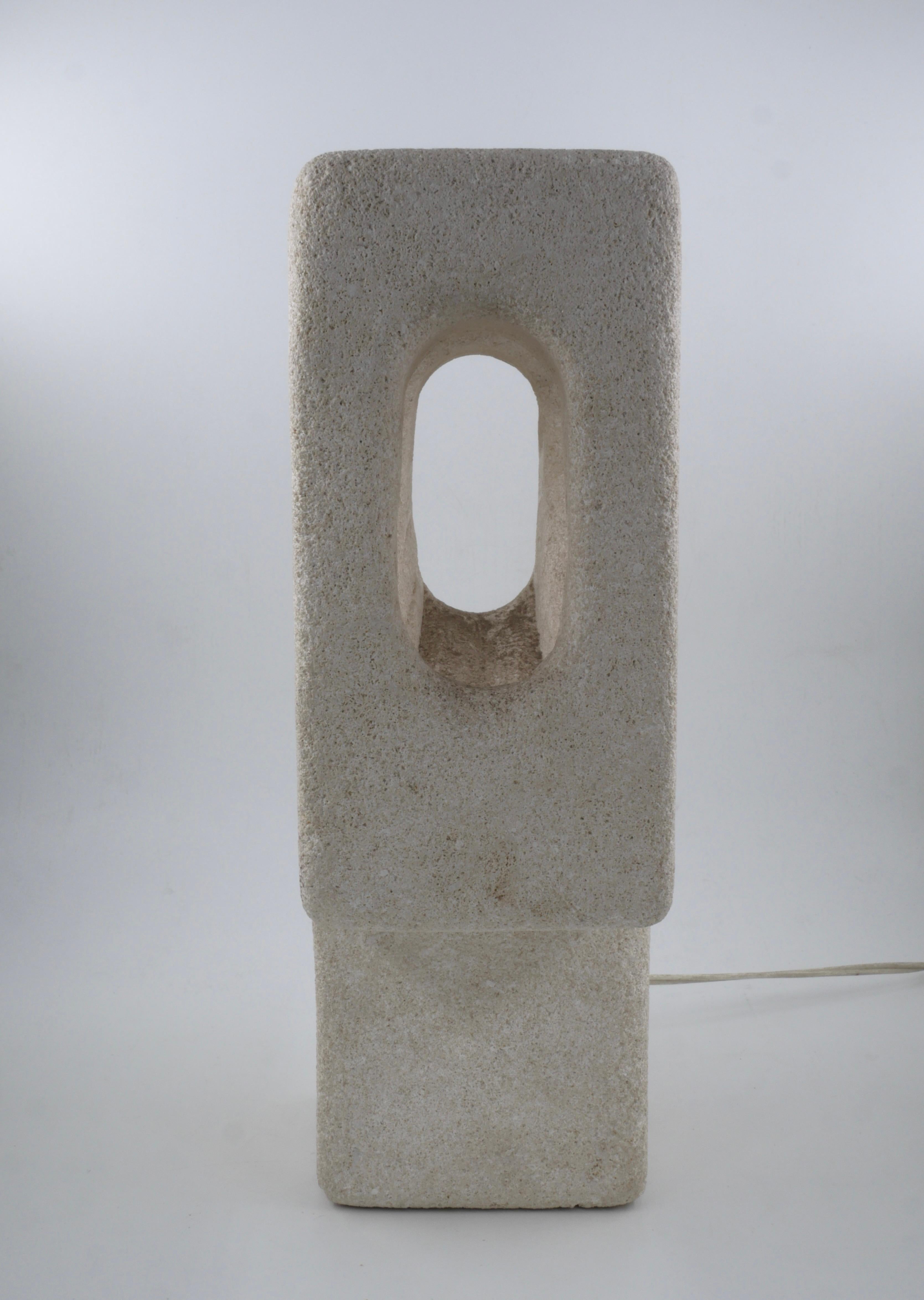 Albert Tormos Stone Lamp Sculpture Hand-Carved Luberon Stone, Saint Tropez, 1970 In Good Condition In Santa Gertrudis, Baleares