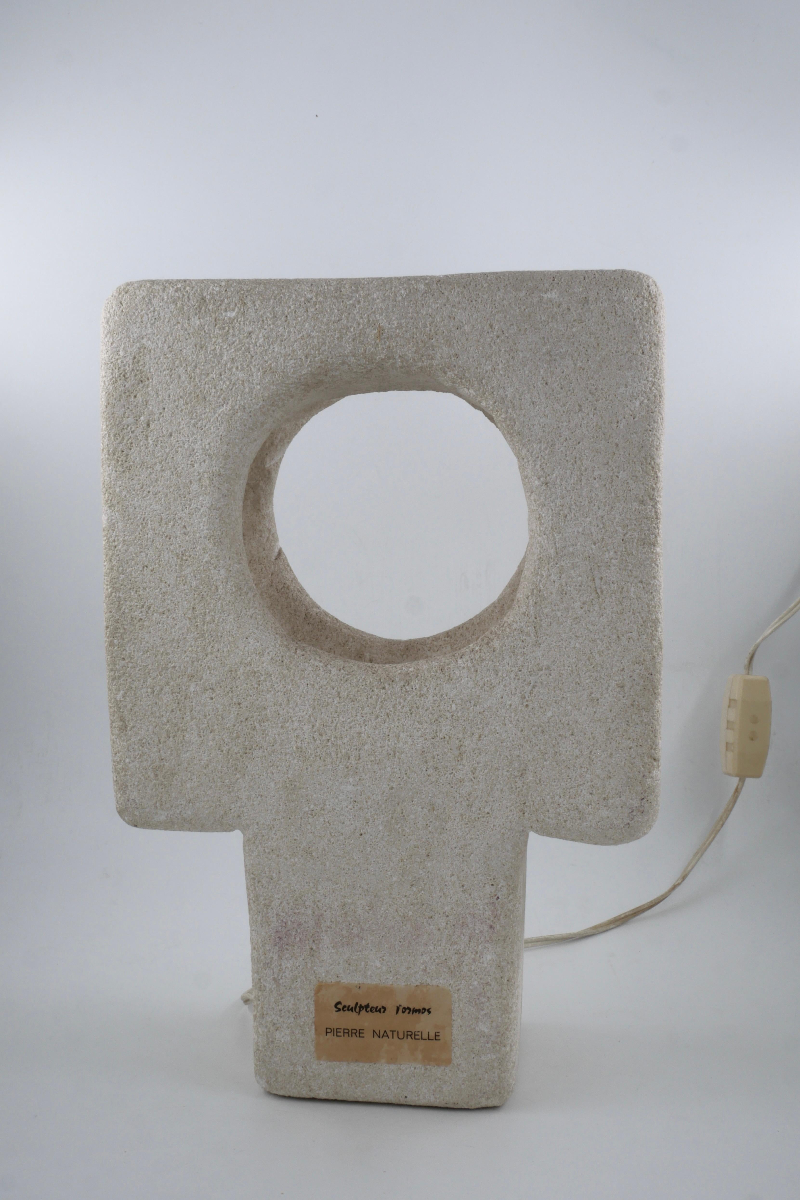 Late 20th Century Albert Tormos Stone Lamp Sculpture Hand-Carved Luberon Stone, Saint Tropez, 1970