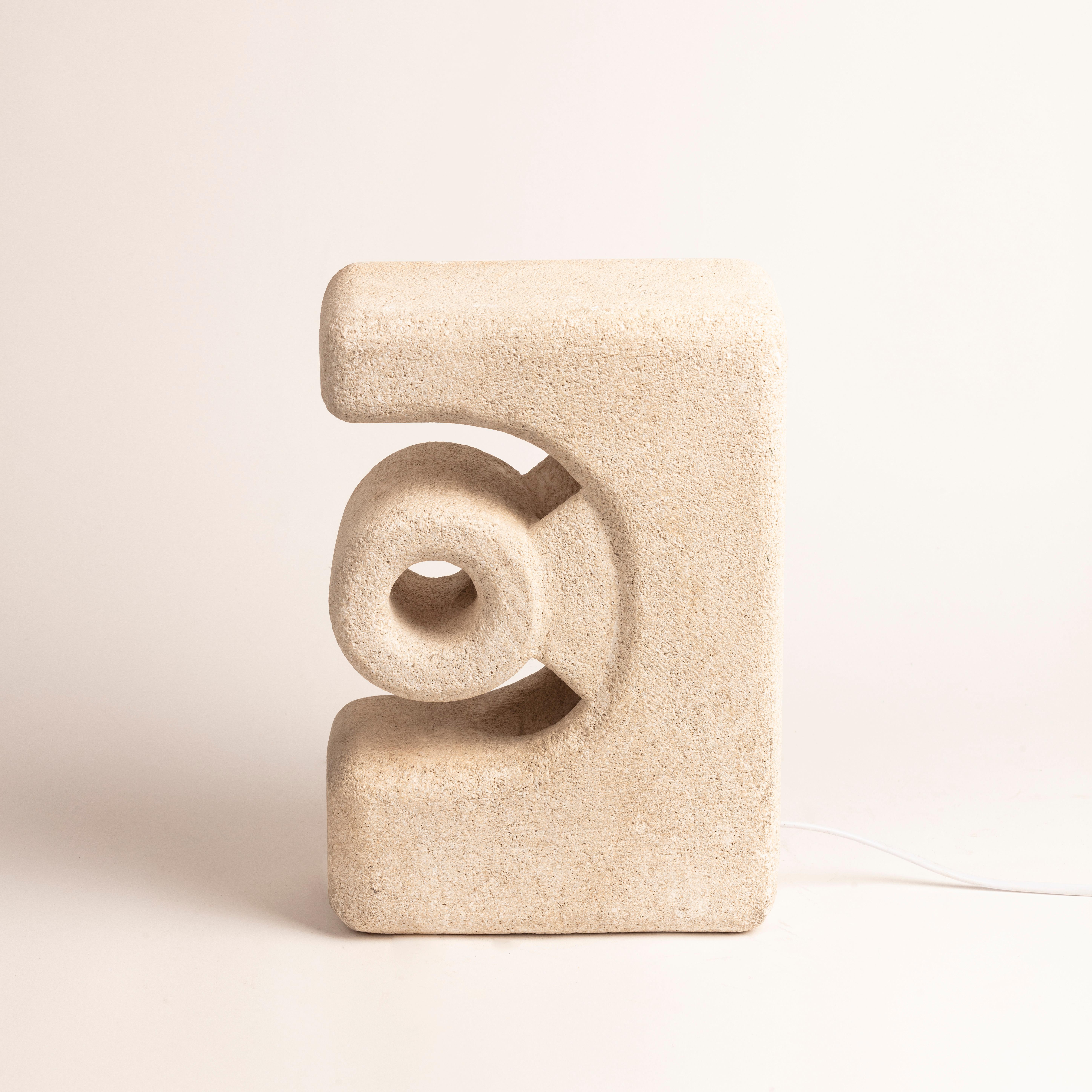 French Albert Tormos Luberon stone Table Lamp 1970 For Sale