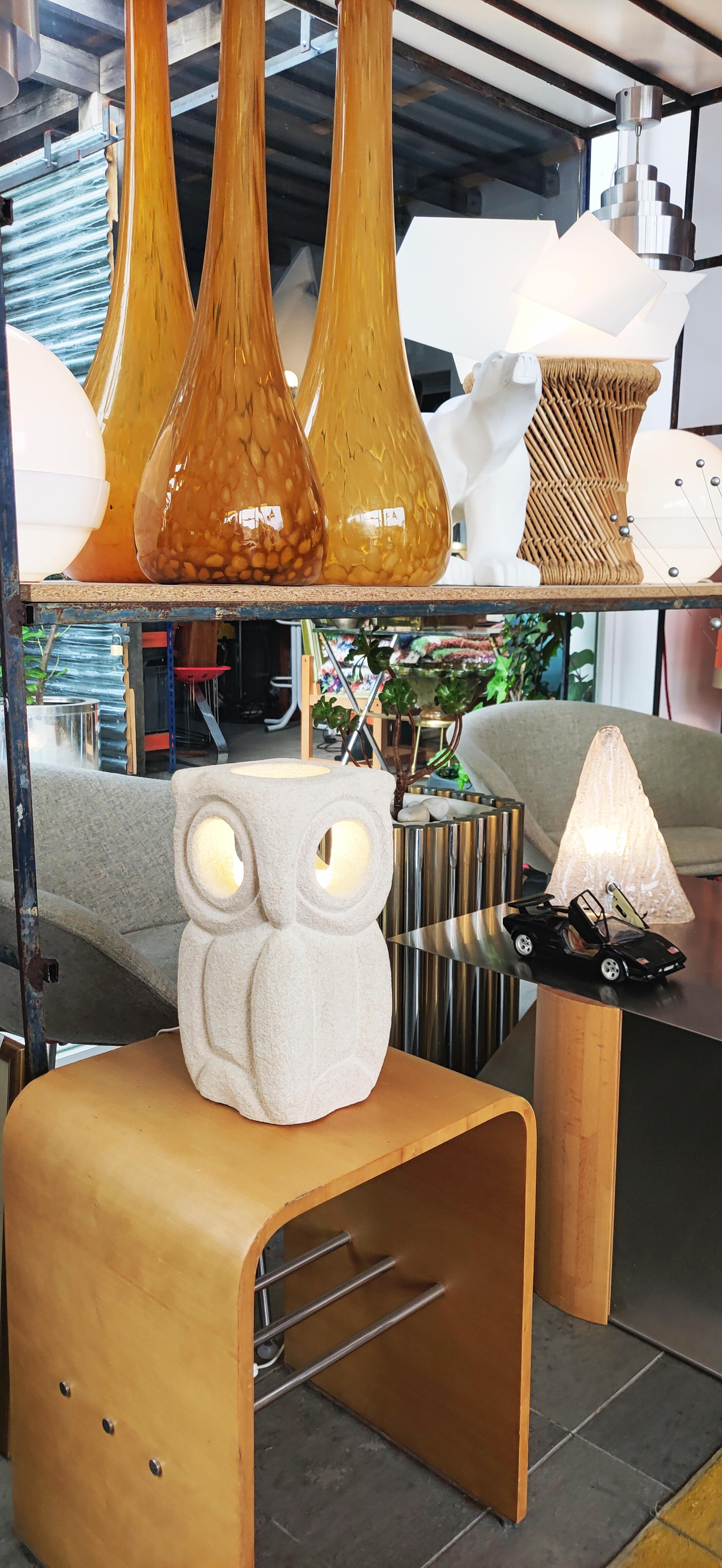 Albert Tormos Owl Table Lamp, France 1970s For Sale 4