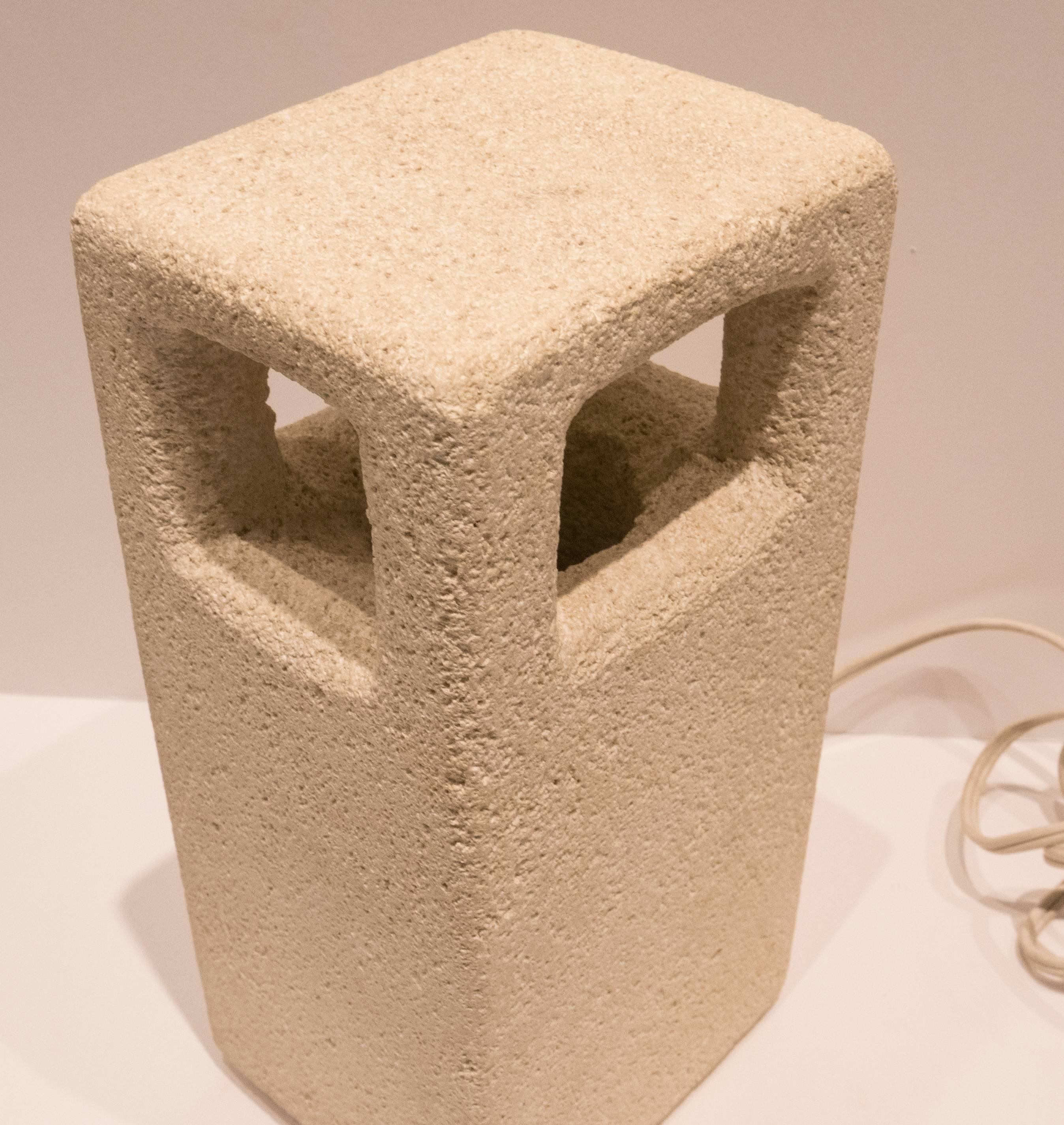 Albert Tormos Sculptural Accent Light in Limestone In Excellent Condition In New York, NY
