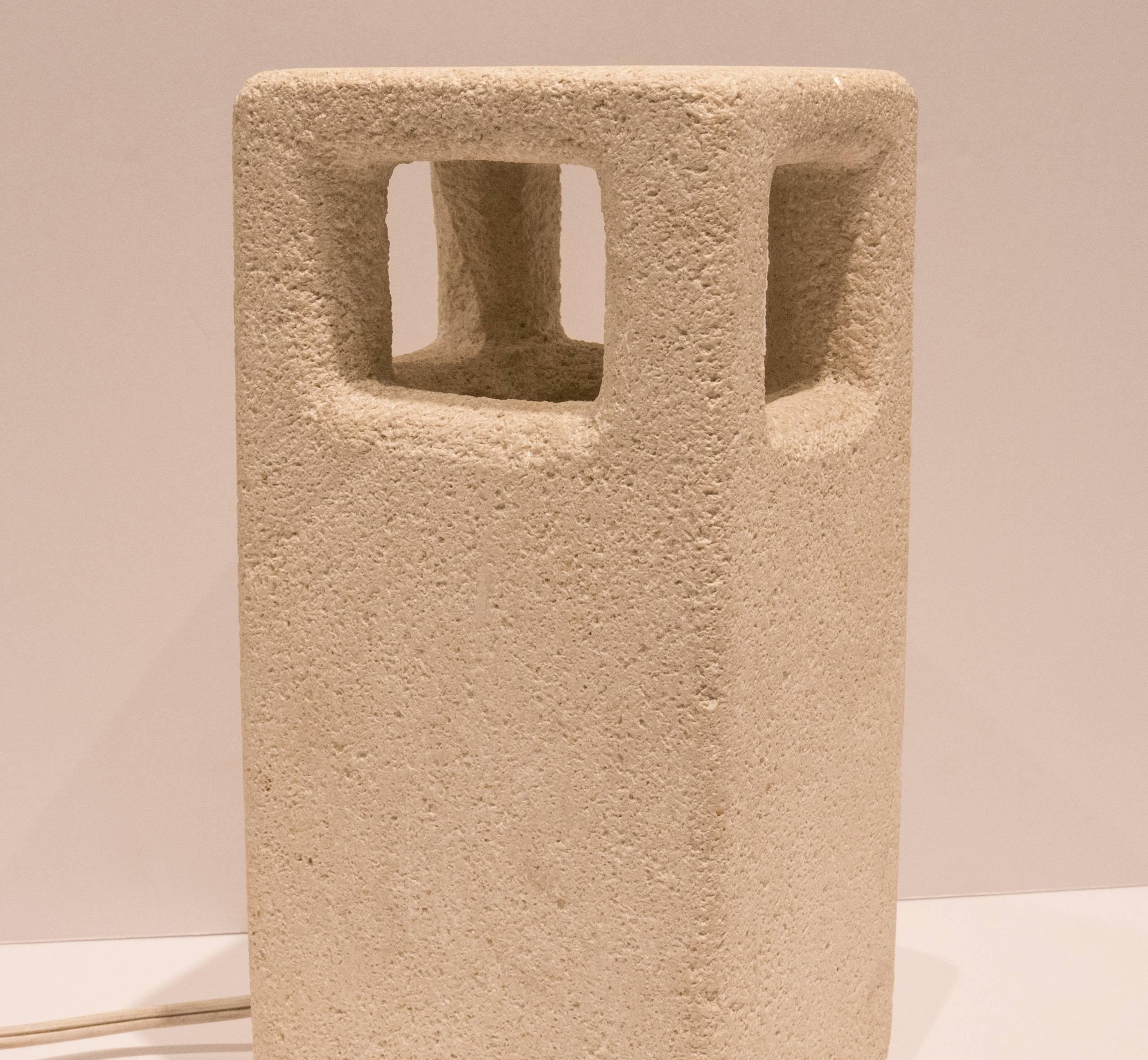 Late 20th Century Albert Tormos Sculptural Accent Light in Limestone