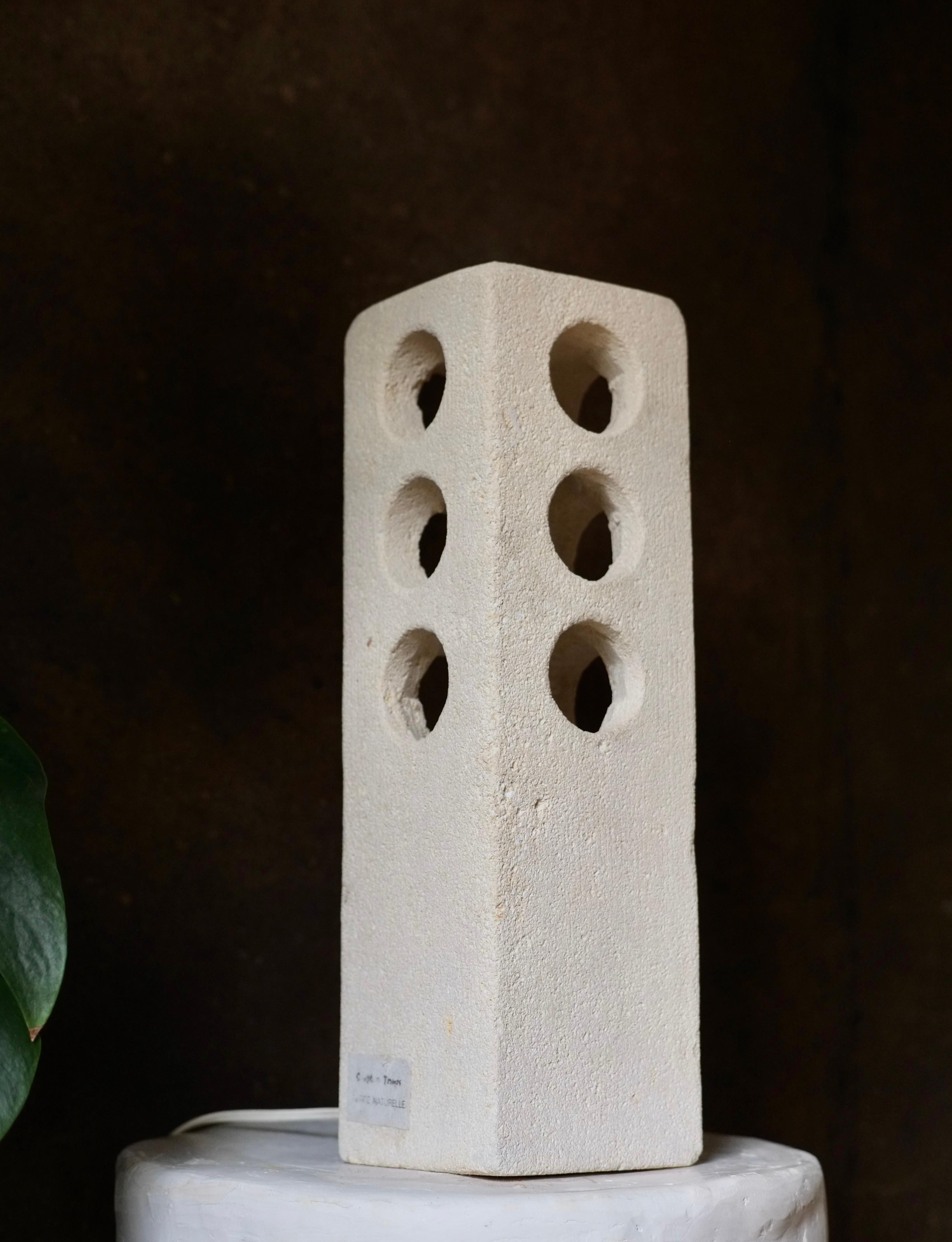 Late 20th Century Albert Tormos Stone Lamp, 1970's, France For Sale