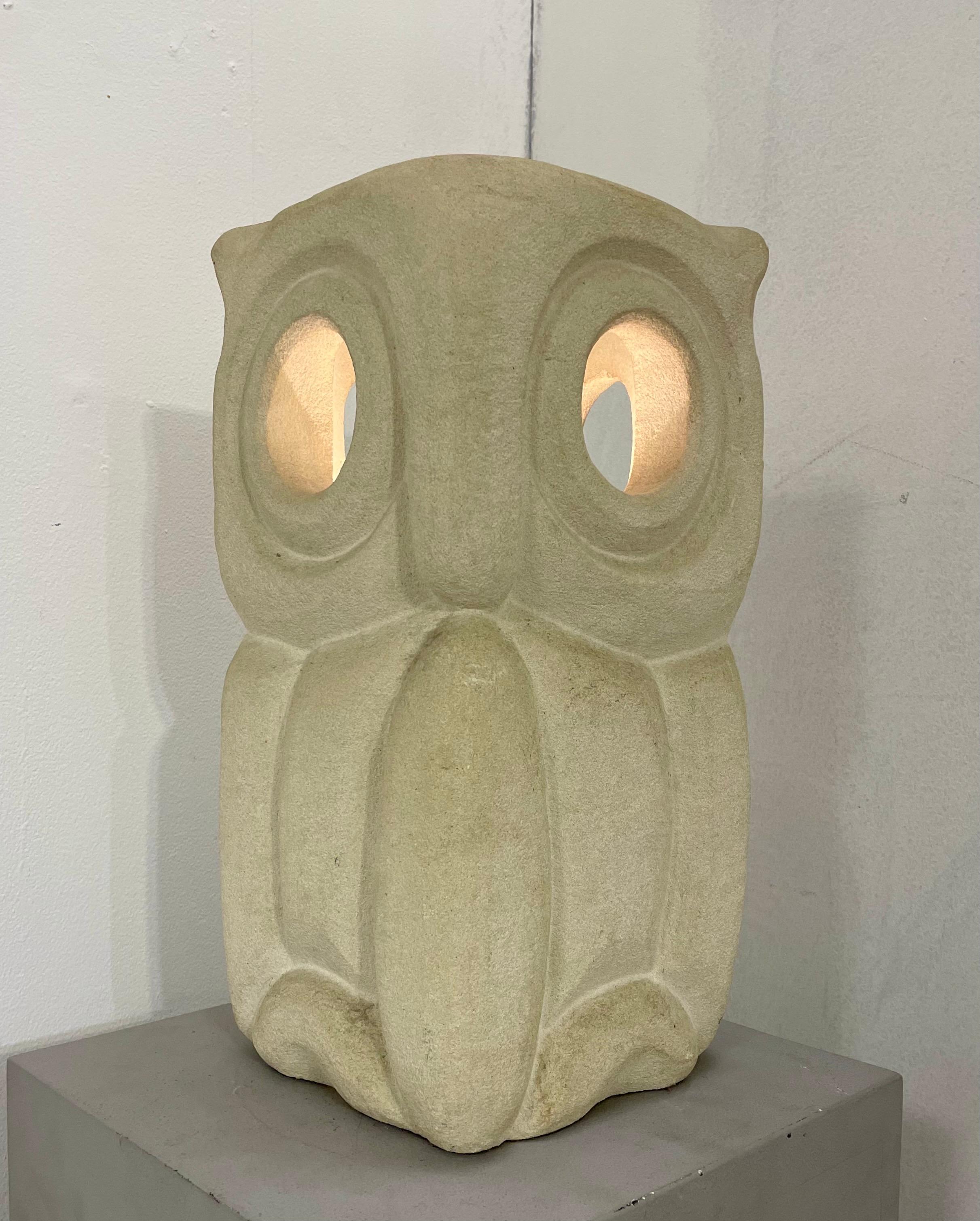 Albert Tormos stone owl desk lamp, France, 1970s.
 
