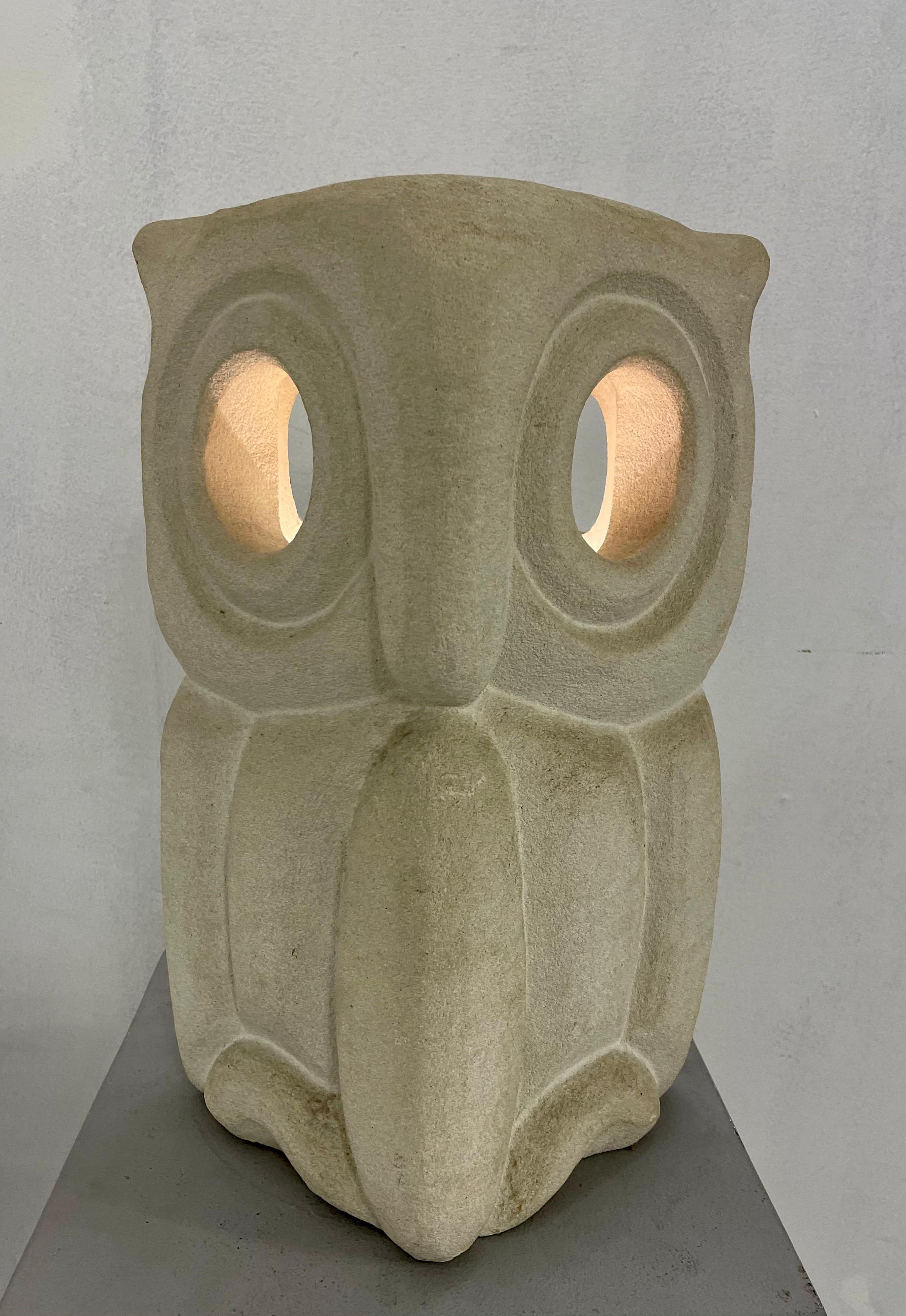 Albert Tormos Stone Owl Desk Lamp, France, 1970s In Good Condition In Brussels, BE