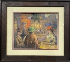 Soirée au café, paysage urbain de nuit par l'impressionniste américain