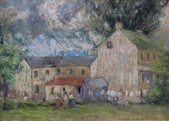 Hallman's, American Impressionist Landscape with Figures and Farmhouse