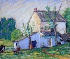 Primavera di lavanda, paesaggio impressionista della Pennsylvania, pastello su carta