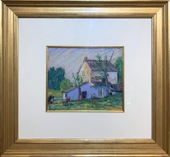 Impressionistische Landschaft aus Pennsylvania, Pastell auf Papier, Lavendel