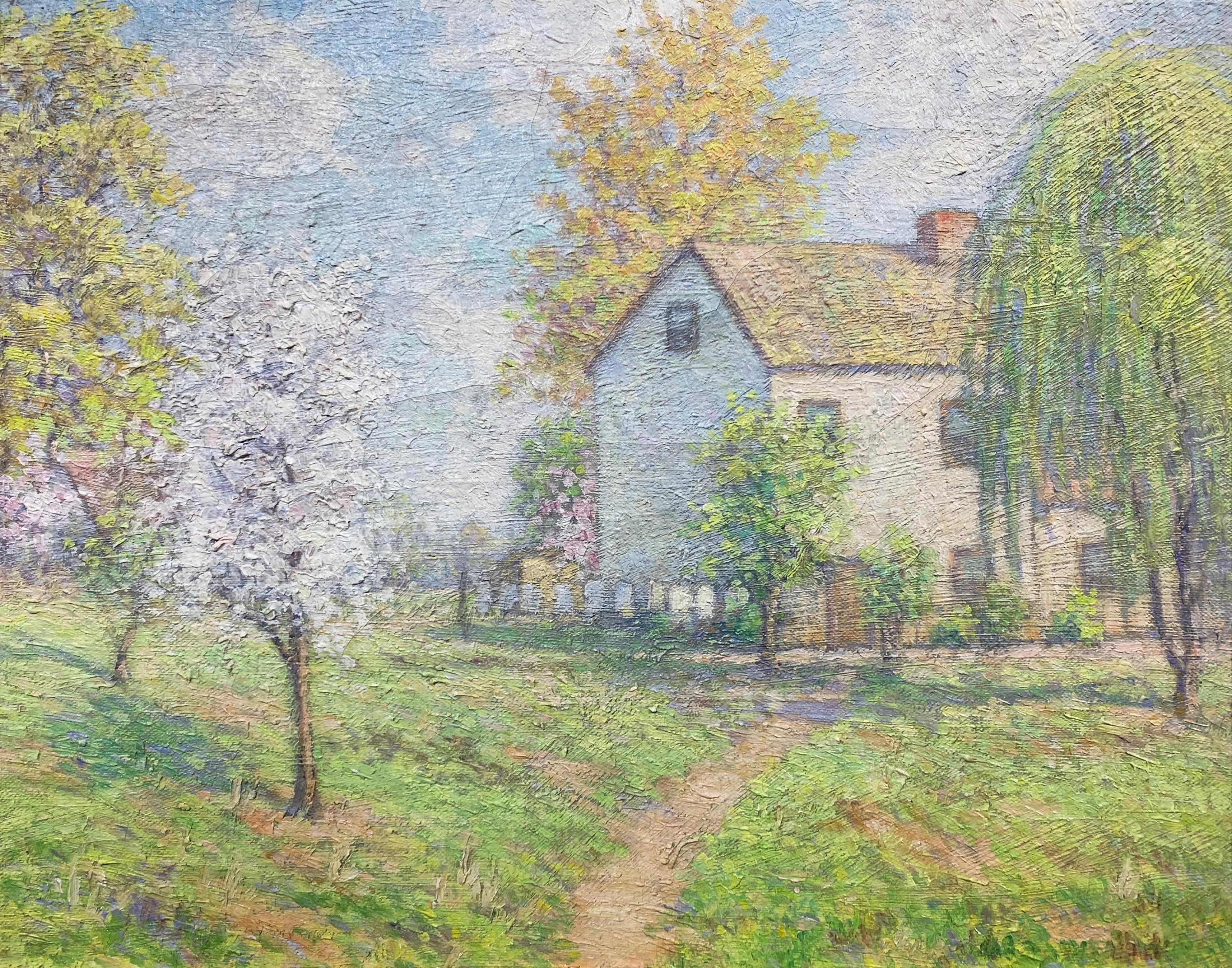 Spring Path, American Impressionist Landscape, Oil on Canvas - Painting by Albert Van Nesse Greene