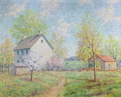 The Joy of Spring, American Impressionist Landscape, Farm Scene, Oil on Canvas