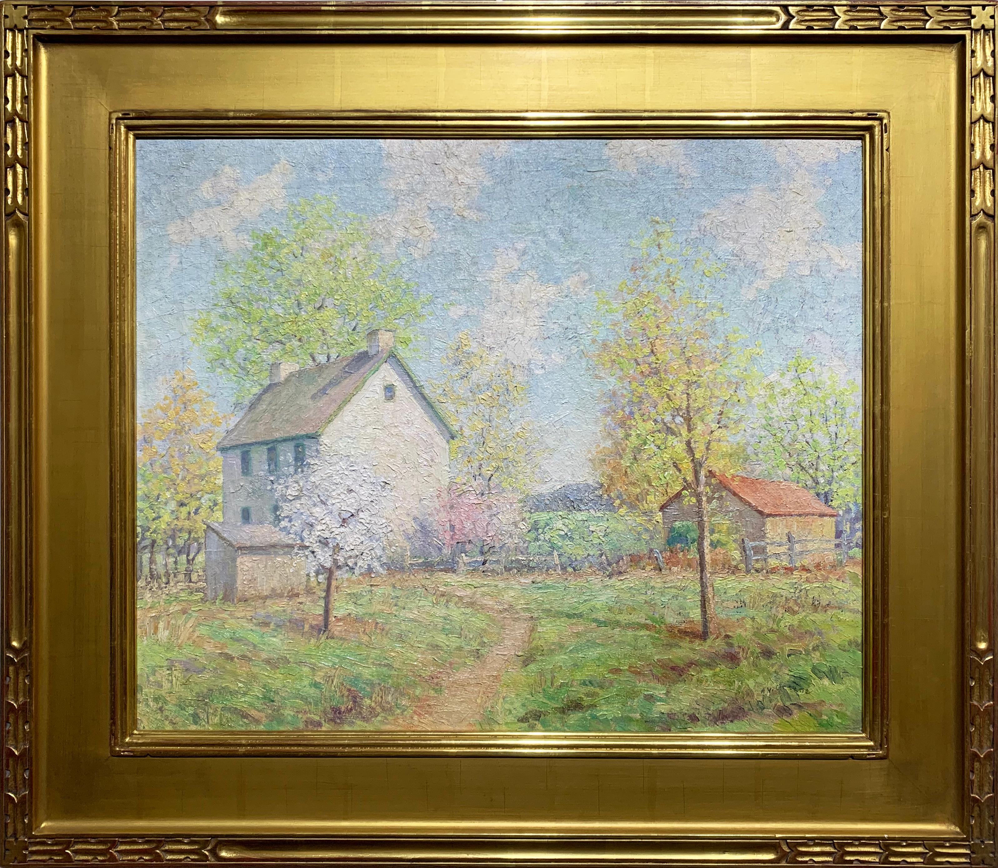 The Joy of Spring, American Impressionist Landscape, Farm Scene, Oil on Canvas