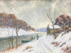 Zwei Figuren des amerikanischen Impressionismus, Schnee-Winterlandschaft