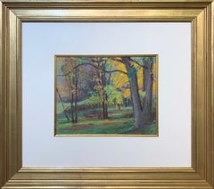 Winding, American Impressionist Landscape, Pastel on Paper, Framed