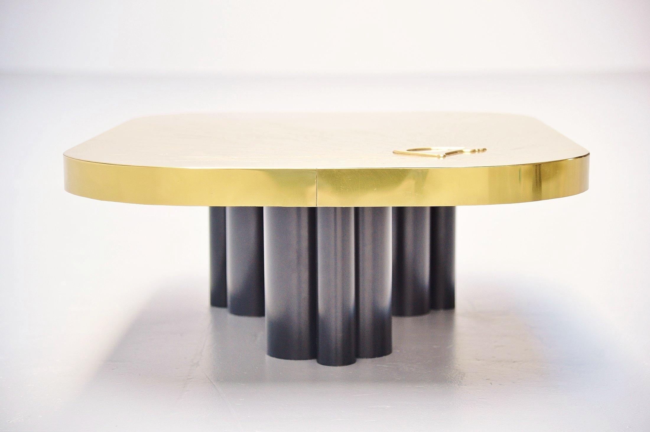 Late 20th Century Albert Verneuil Brass Agate Coffee Table, Belgium, 1970