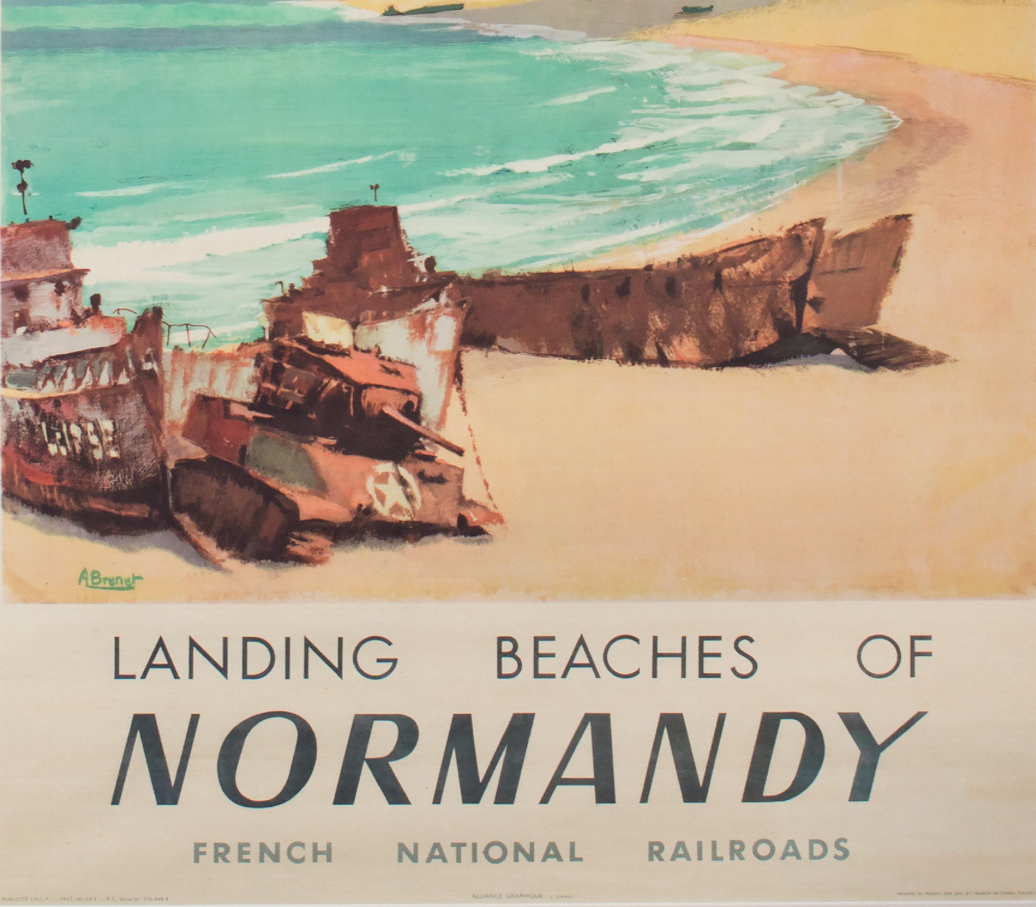 Landing Beaches of Normandy, French National Railroads - Print by Albert Victor Eugene Brenet