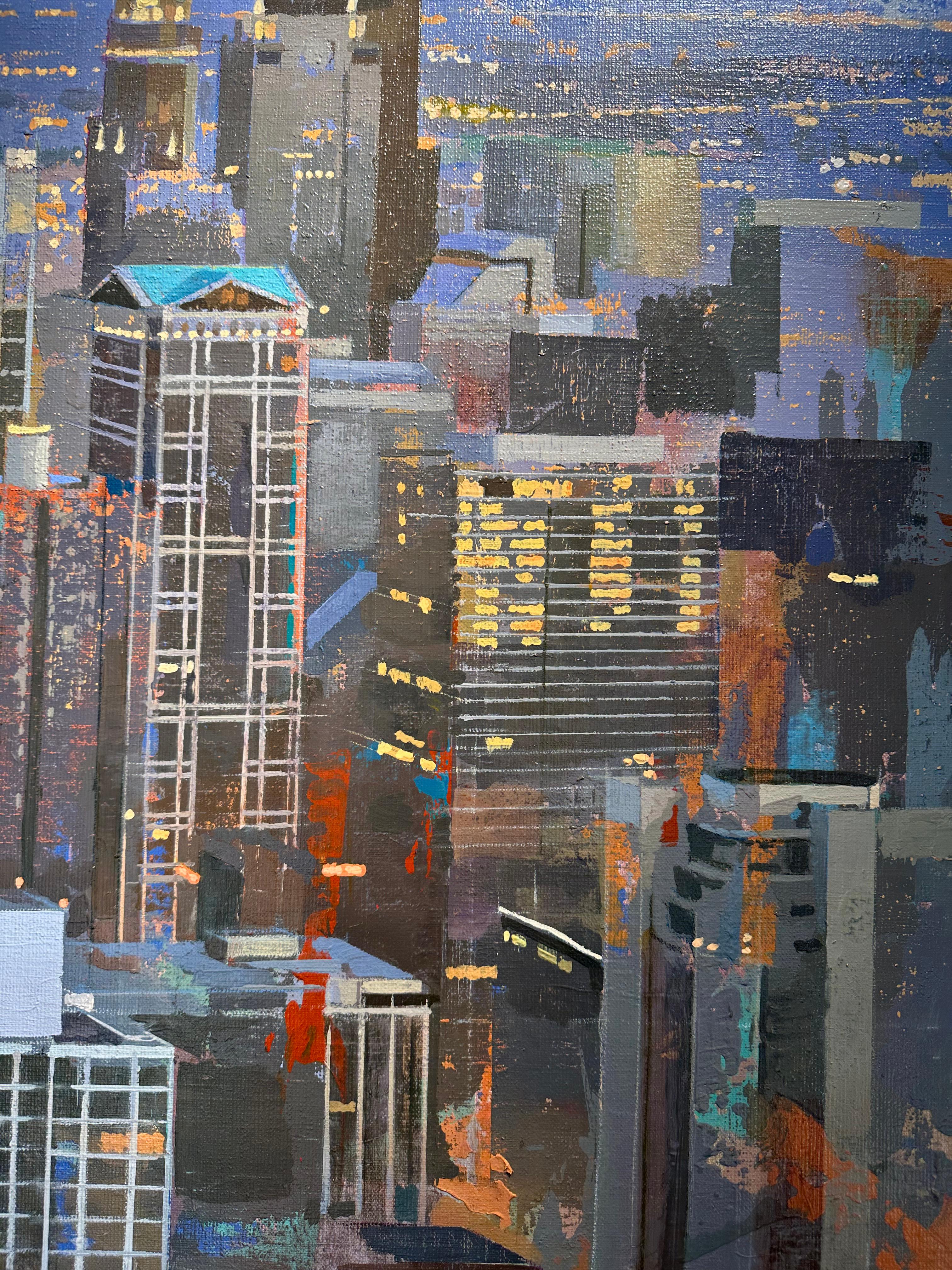 **Esta obra está en exposición y si se compra estará disponible para su envío después del 15 de junio de 2025

Albert Vidal pinta una vista directa de uno de los puntos más notables del horizonte de Chicago. Utilizando colores vibrantes y una visión