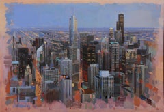 Blueberry Night - Cityscape of Chicago Skyline - Albert Vidal