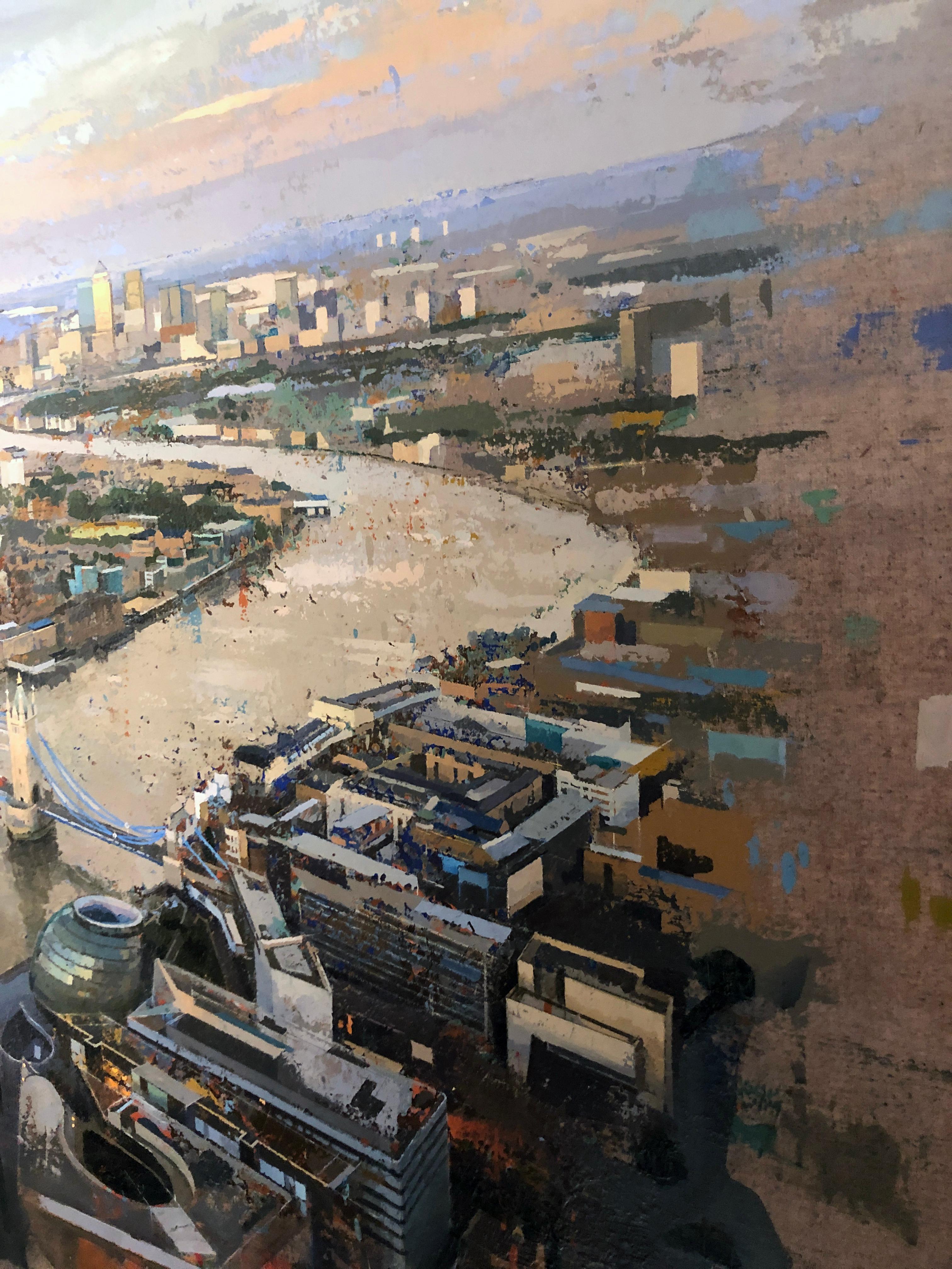 London Bridge - Originalgemälde auf Leinen, realistische Ansicht, Brücke und Fluss Thames (Zeitgenössisch), Painting, von Albert Vidal Moreno
