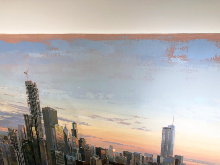 From Lake Point Towers, Birds Eye View of Chicago Looking East, Oil & Acrylic 5