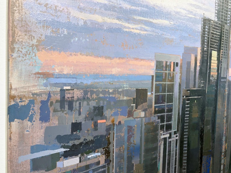 From Lake Point Towers, Birds Eye View of Chicago Looking East, Oil & Acrylic 2