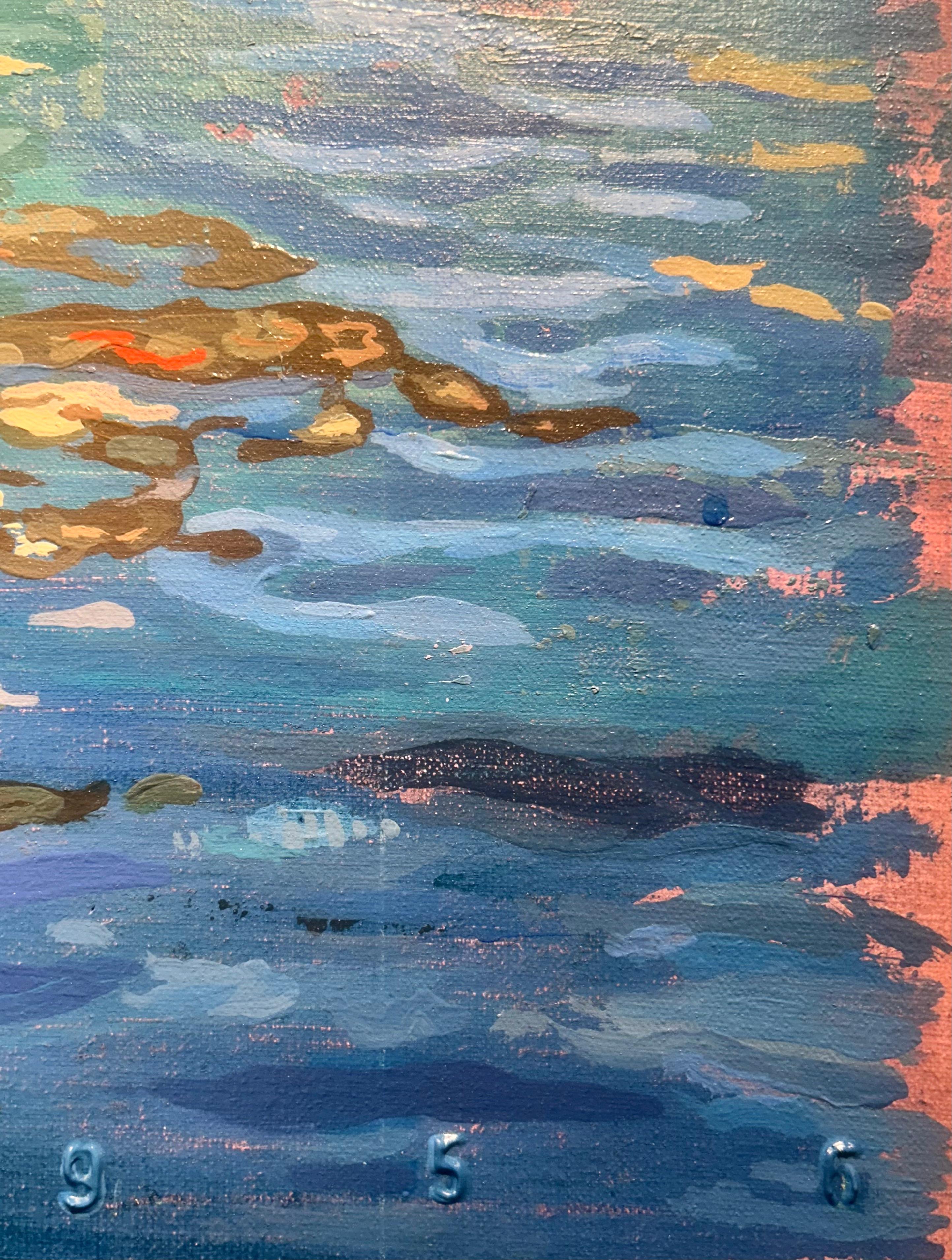 LaSalle Street – Stadtansicht von Chicago aus dem Fluss Albert Vidal (Blau), Abstract Painting, von Albert Vidal Moreno