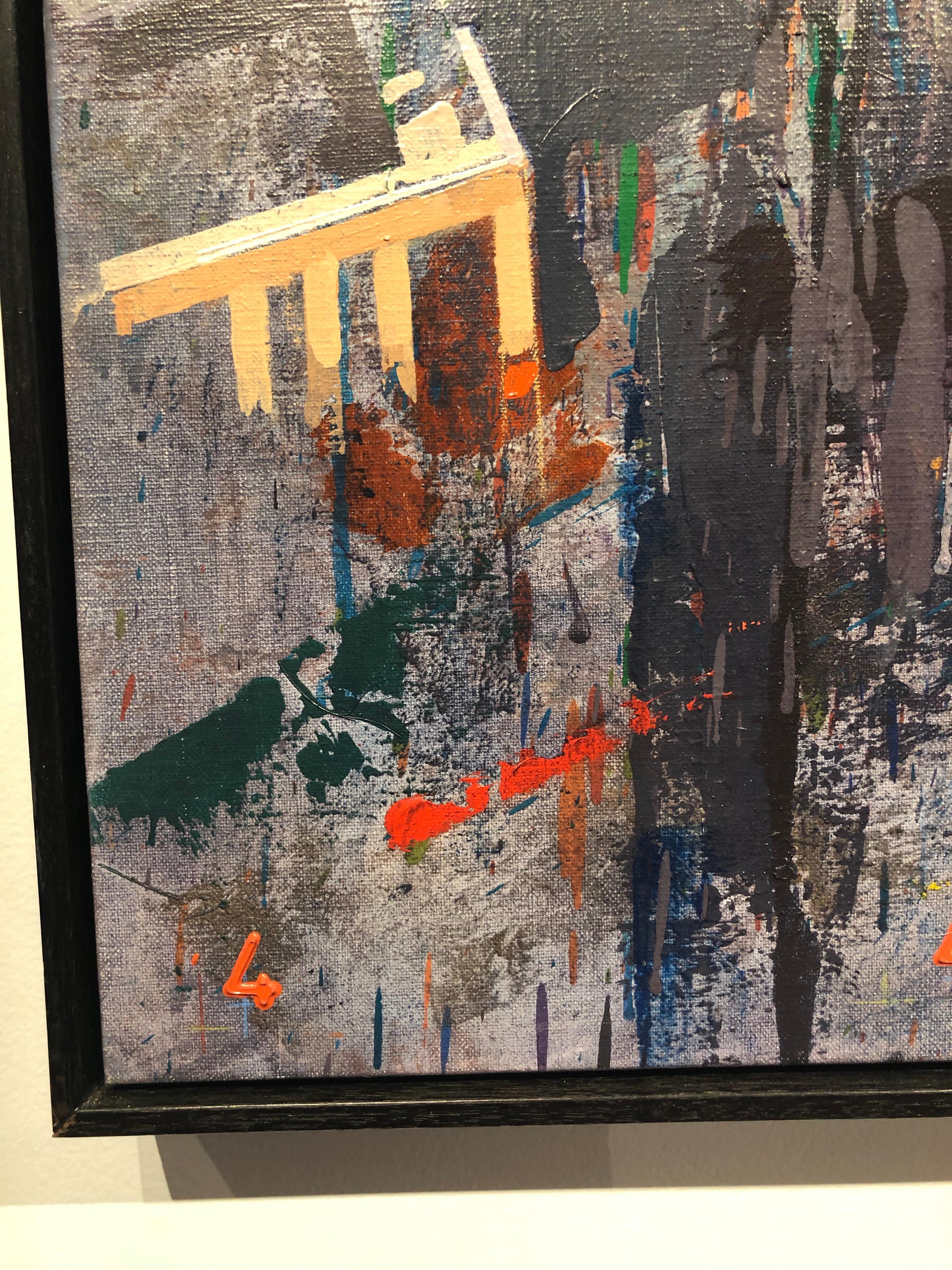 Dieses Gemälde des Chrysler Buildings in New York City fängt einen weiten Bereich Manhattans aus der Vogelperspektive ein.  Mit Spachtel und Pinsel gelingt es Albert Vidal, realistische Malerei mit Abstraktion zu verbinden.  Leuchtend blaue, rote