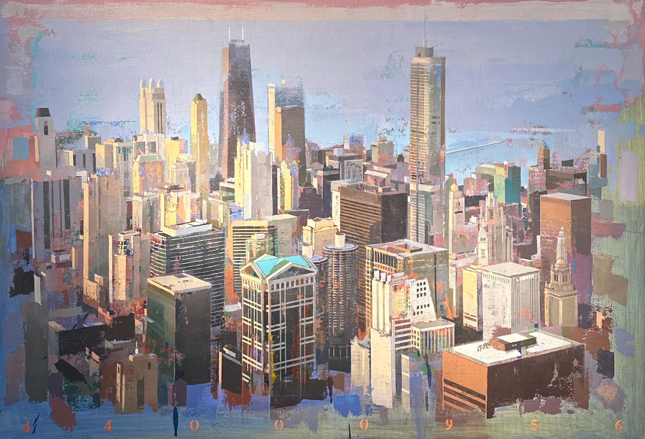 Midtown – Stadtlandschaft der Chicagoer Skyline, Originalgemälde im Angebot 6