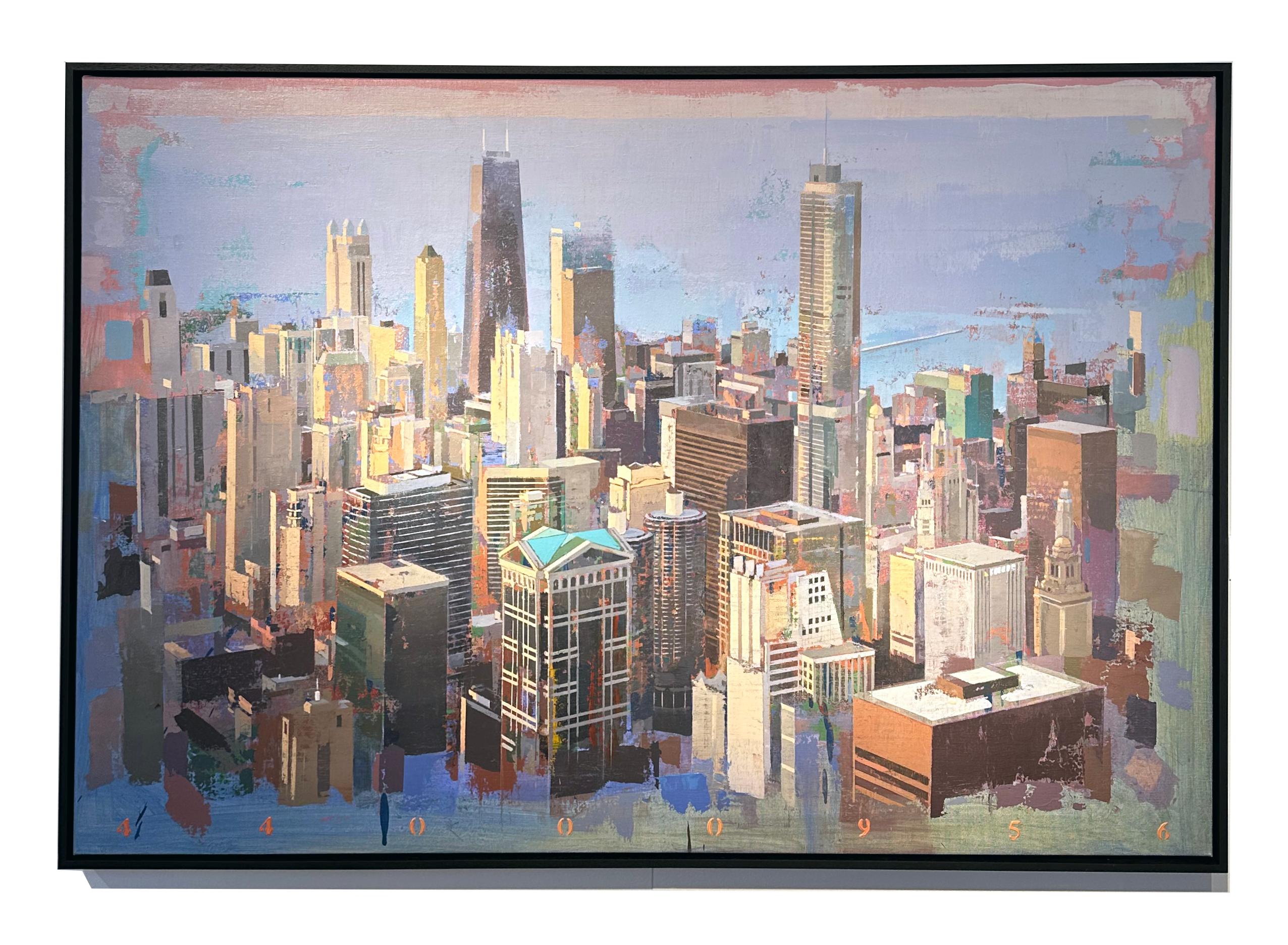 Midtown – Stadtlandschaft der Chicagoer Skyline, Originalgemälde – Painting von Albert Vidal Moreno