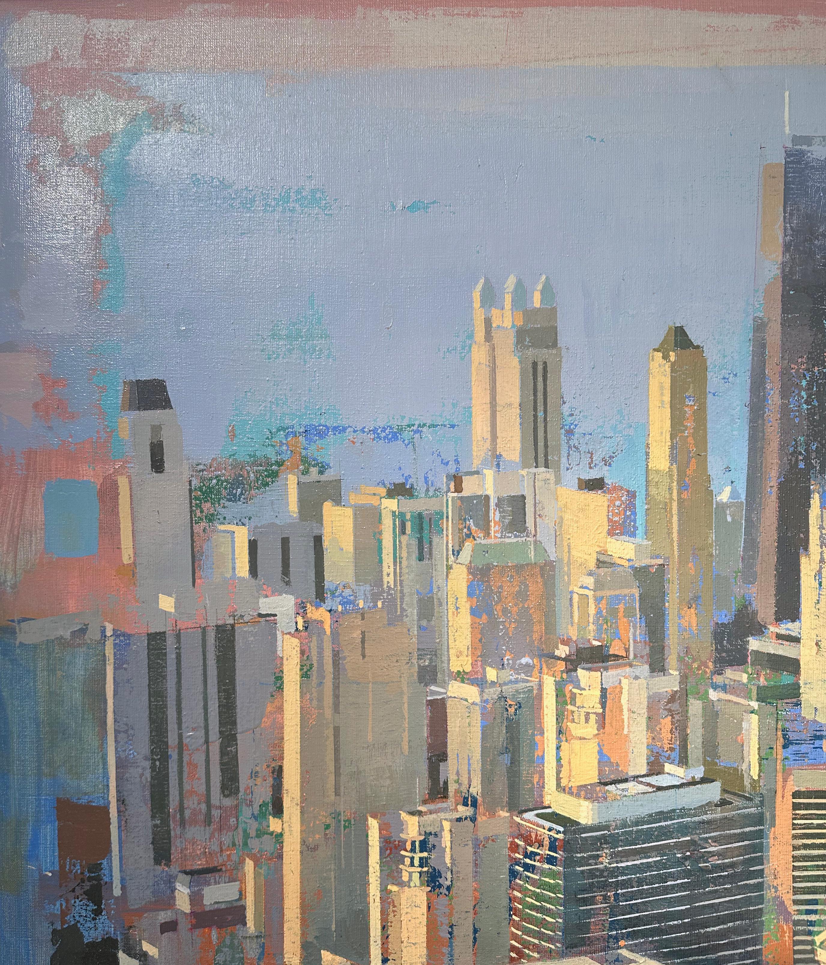 Midtown – Stadtlandschaft der Chicagoer Skyline, Originalgemälde im Angebot 1