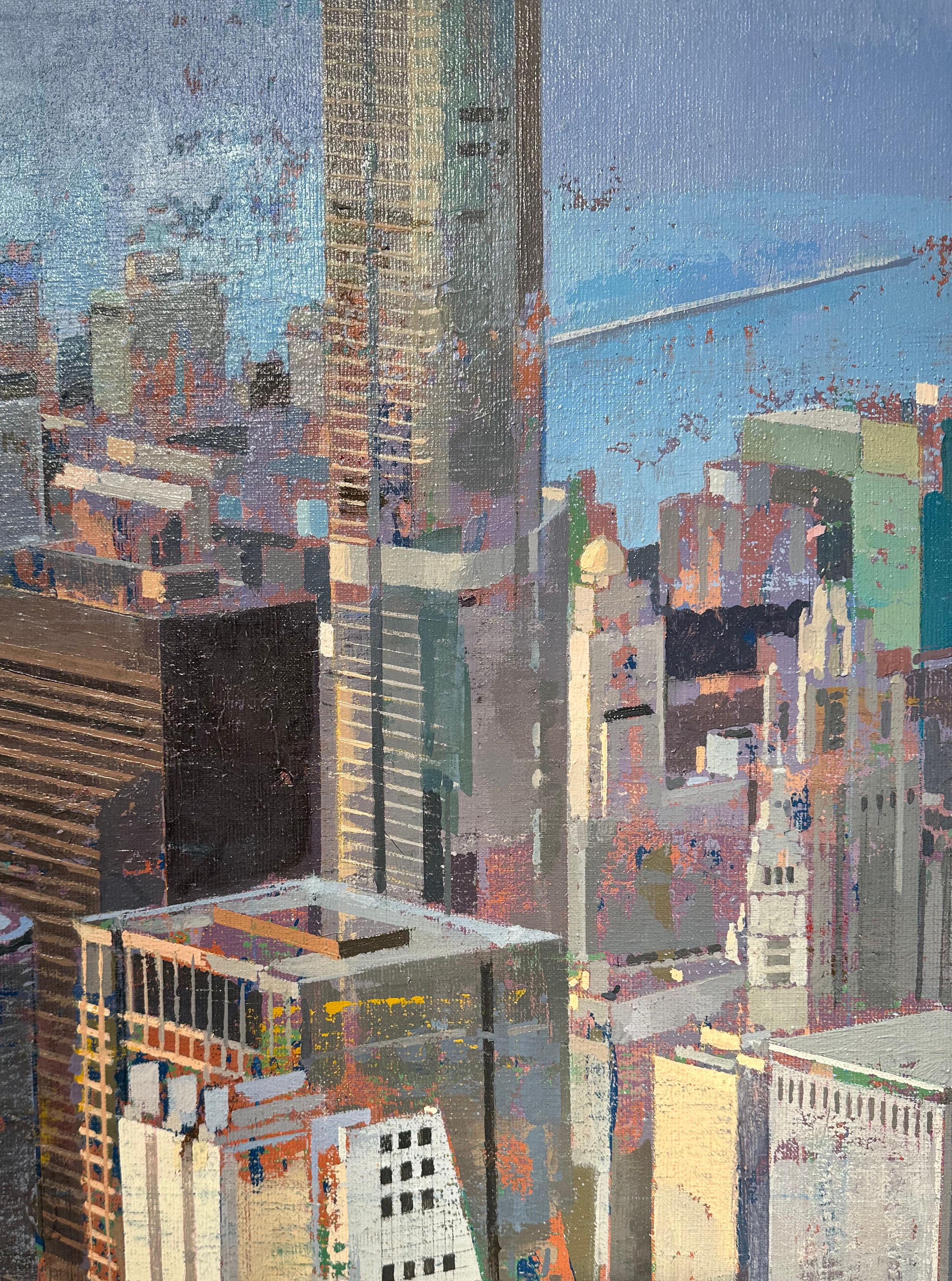 Midtown – Stadtlandschaft der Chicagoer Skyline, Originalgemälde im Angebot 2
