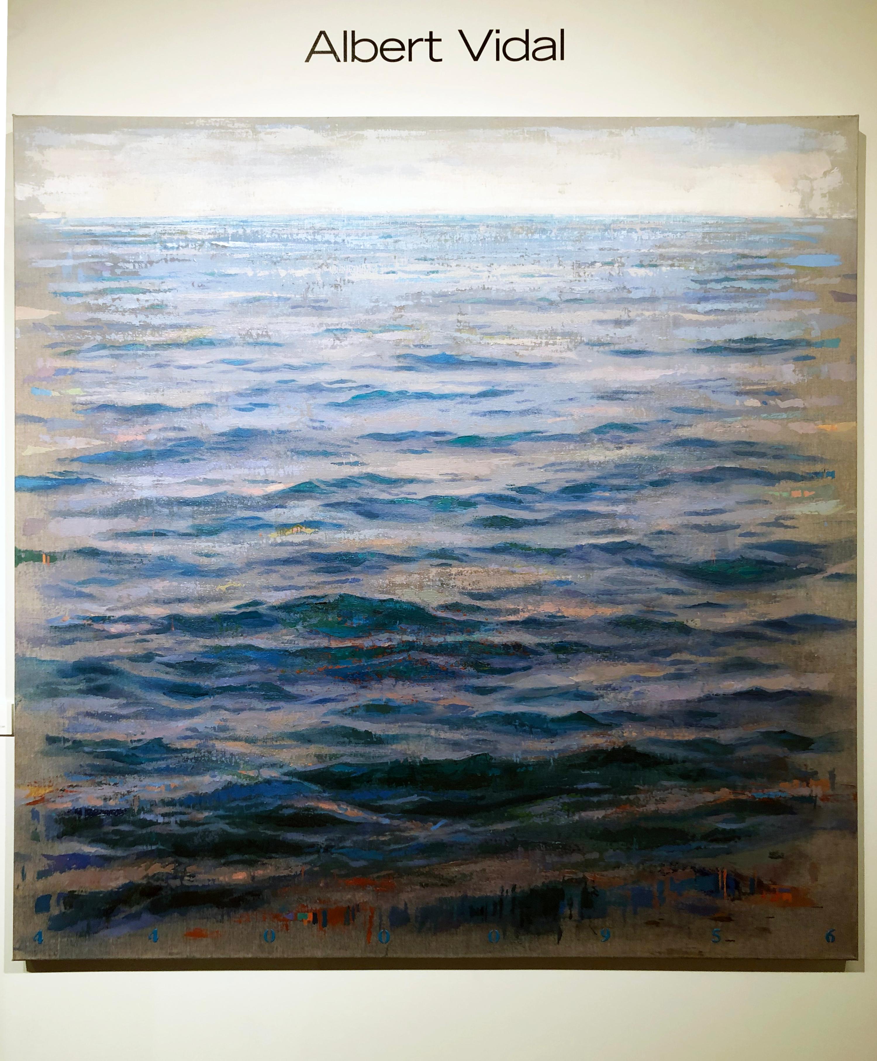 Blue Sea - Grande peinture à l'huile du peintre espagnol Albert Vidal - Painting de Albert Vidal Moreno