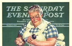 Original Saturday Evening Poster newsstand 1940 vintage poster  linen-backed
