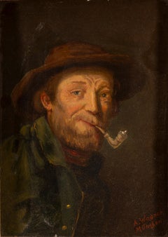 Portrait of a Man with a Pipe, Character Study Oil Painting