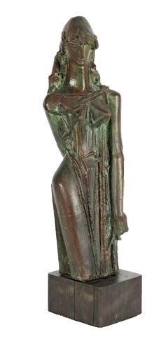 "Naomi" Mid 20th Century American Bronze Sculpture Female Portrait Figurative