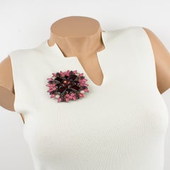 Albert Weiss 1930s Oversized Ruby Red and Pink Jeweled Pin Brooch