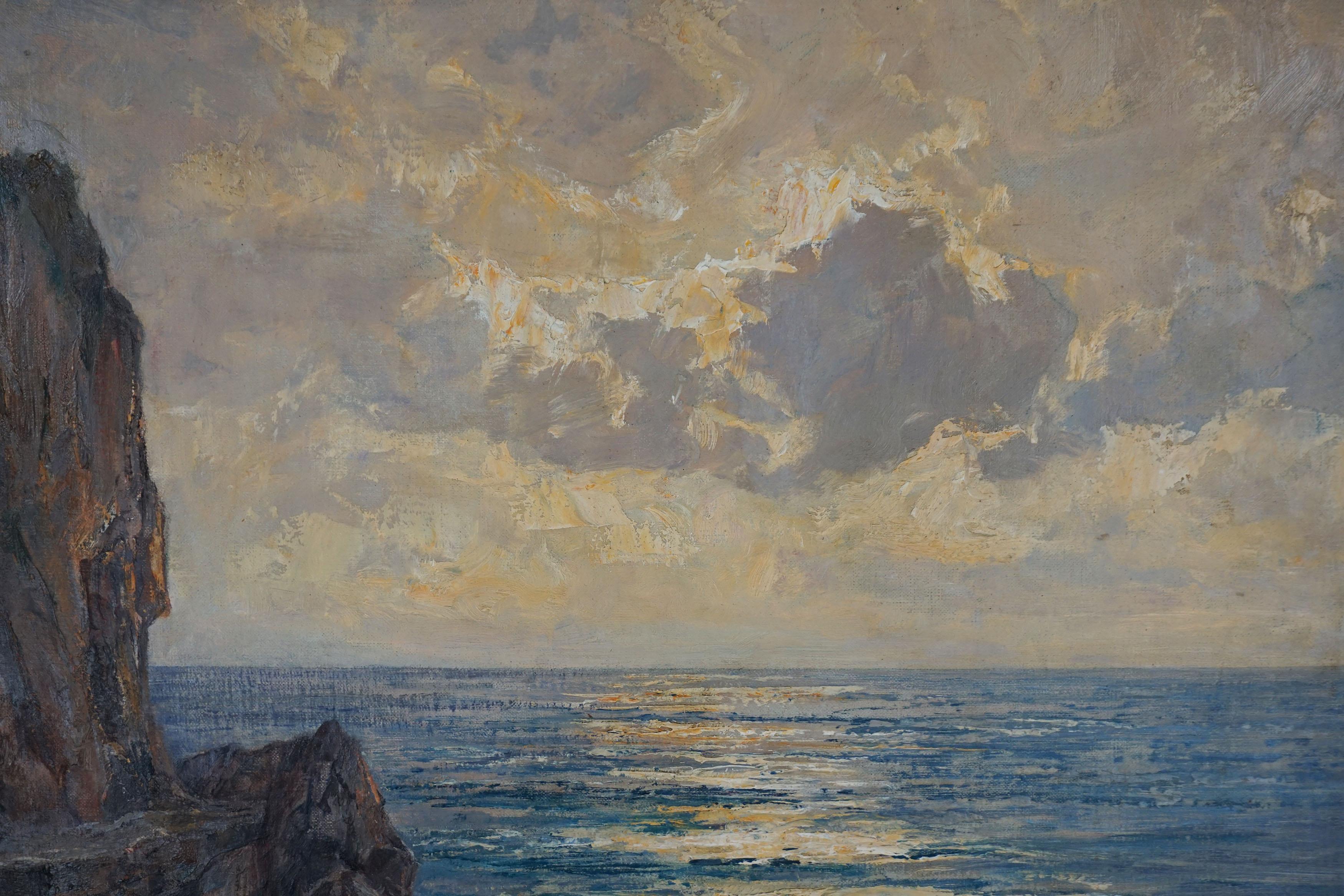 Paisaje marino de principios del siglo XX de Capri, Costa Amalfitana - Painting Posimpresionista de Albert Wenk