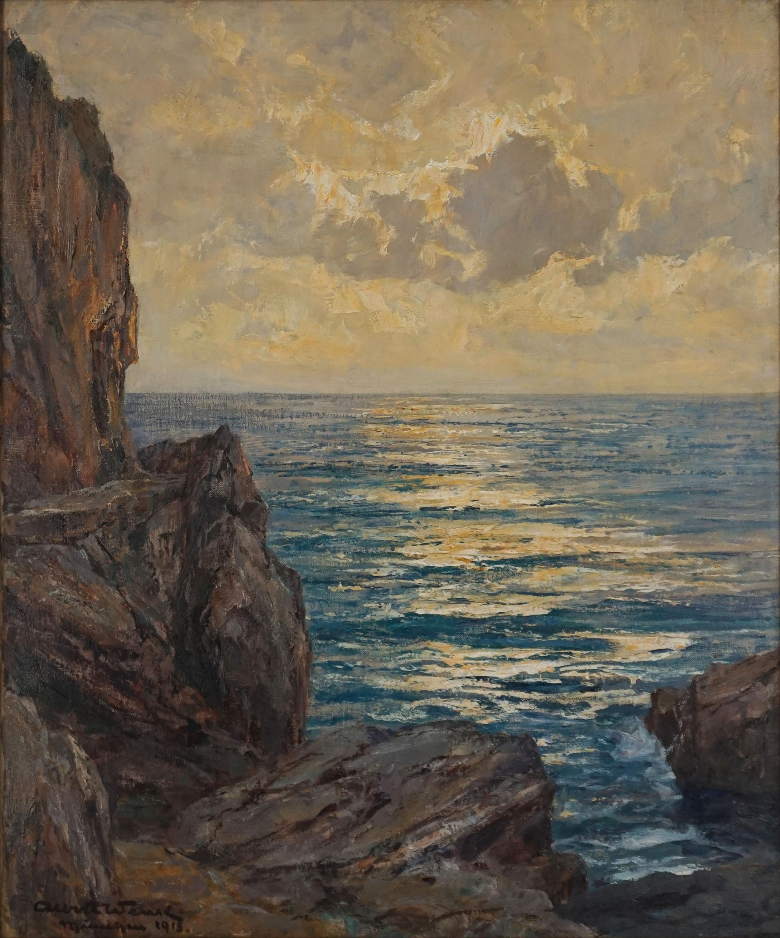 Early 20th Century Seascape of Capri, Amalfi Coast - Painting by Albert Wenk