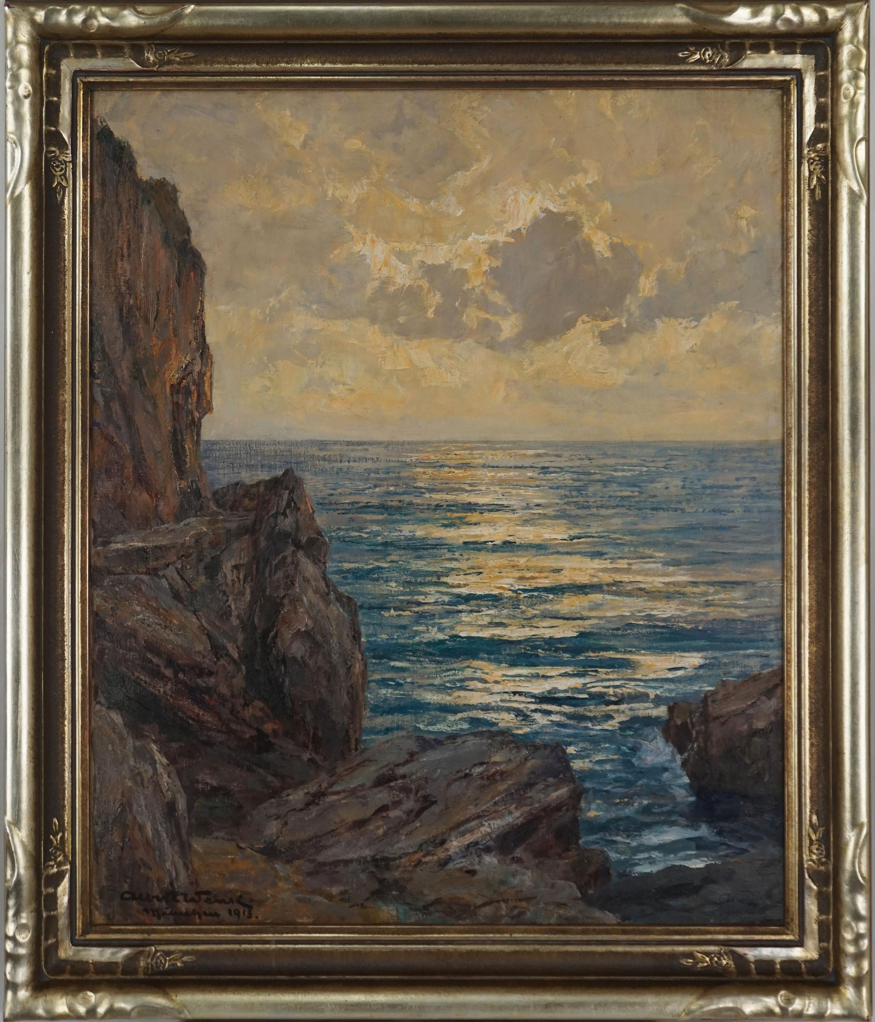 Albert Wenk Landscape Painting - Early 20th Century Seascape of Capri, Amalfi Coast