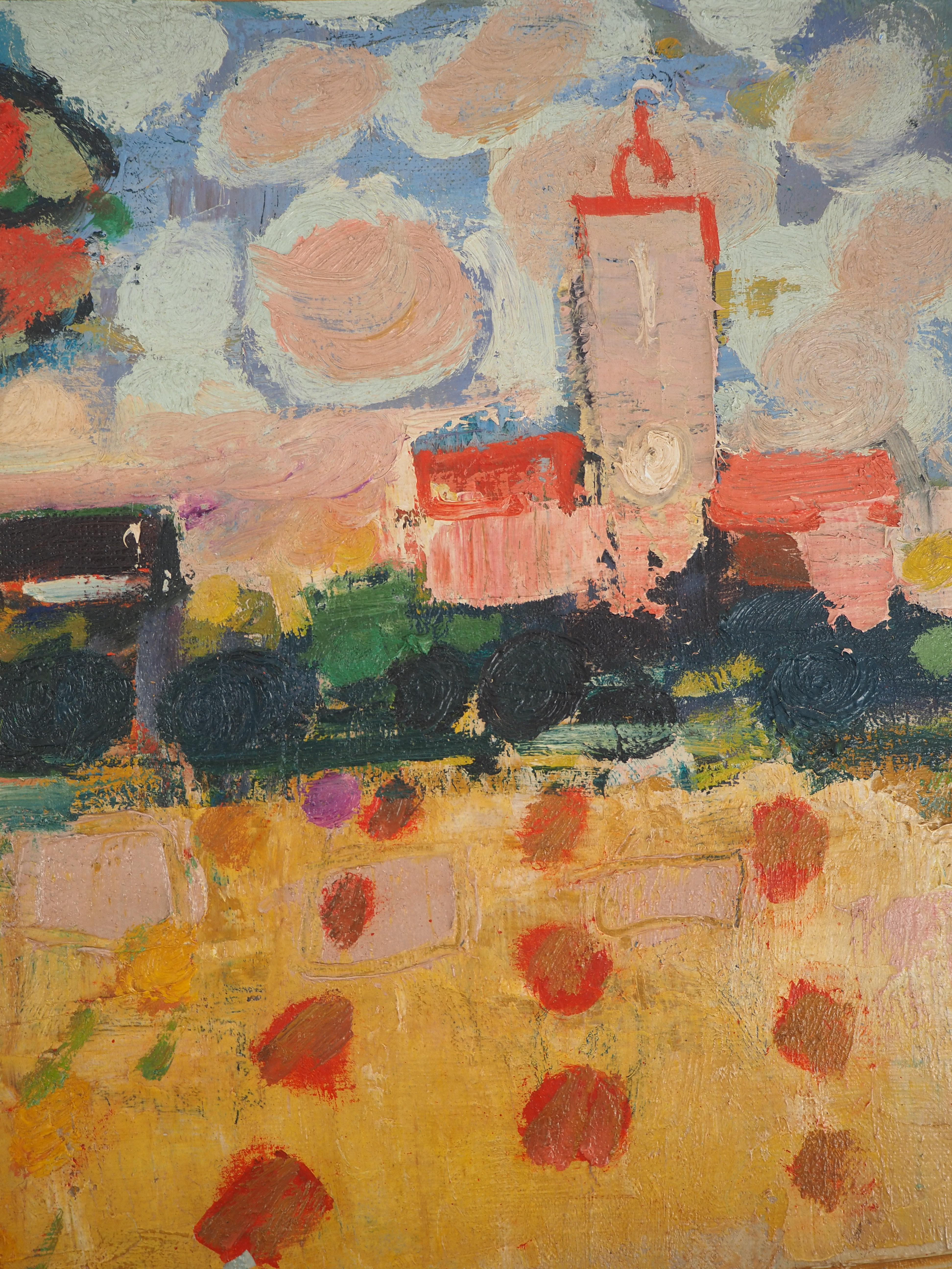Albert ZAVARO (1925-)
Automne : Paysage après la récolte, c. 1965

Huile sur toile
Signé dans le coin inférieur droit
Sur toile 37 x 46 cm (c. 15 x 18 in)

Très bon état.