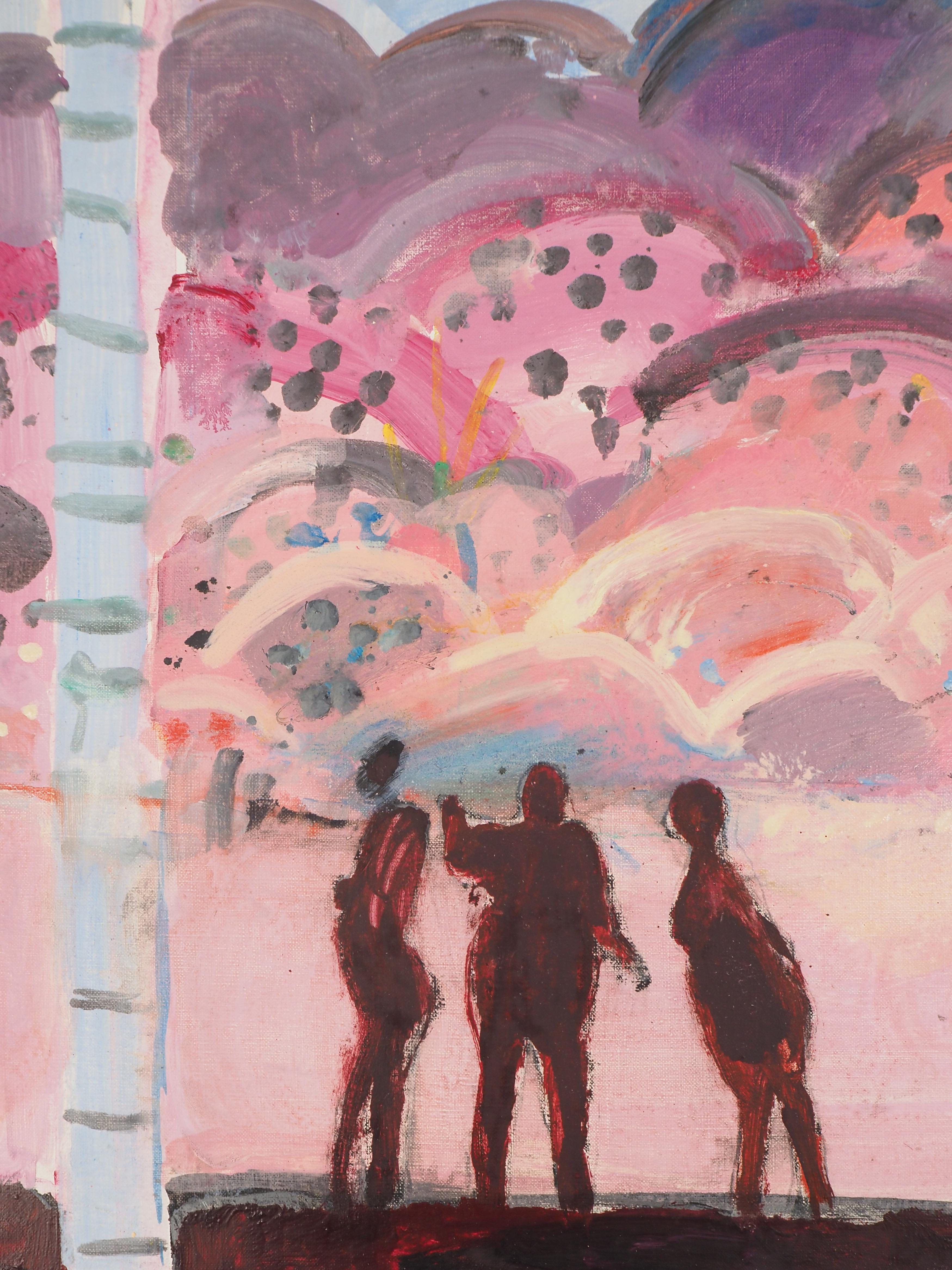Albert ZAVARO (1925-)
Figures before a Fauvist Landscape, c. 1965

Oil on canvas
Signed lower right
On canvas, 46 x 55 cm (c. 18 x 22in)
Presented in a silver-rimmed frame, c. 48 x 58 cm

PROVENANCE: Galerie Framond, Paris, inventory number